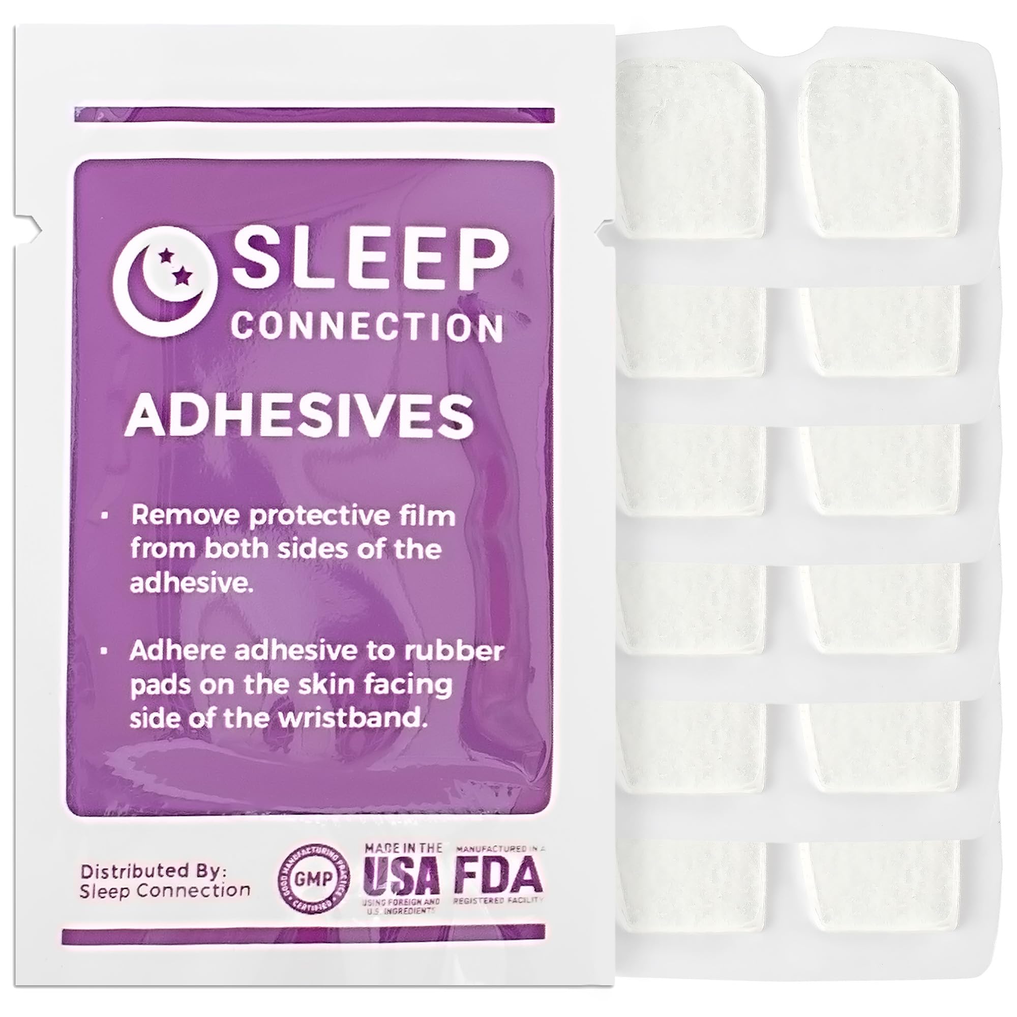 Sleep Connection Gel Adhesive Pads Replacement for Anti Snoring Wristband (6-Pack) - Reusable for Anti Snoring Device, Easy to Apply, Gentle on Skin, Self-Adhesive Pads