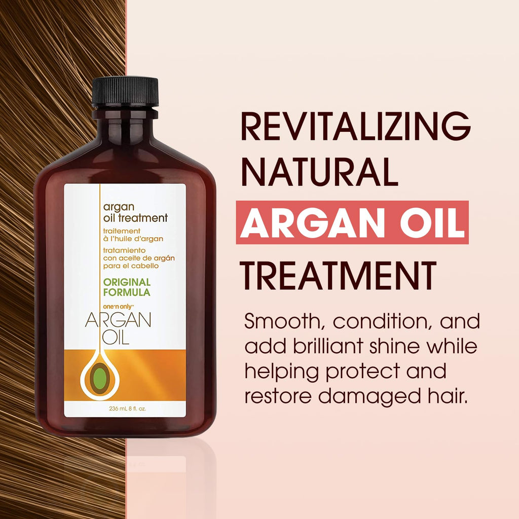One n Only Argan Oil Hair Treatment - Lightweight & Hydrating Hair Oil for Natural, Wigs & Extensions - Shine Enhancing, Heat Protectant & Frizz Control (8 oz, 3pk)