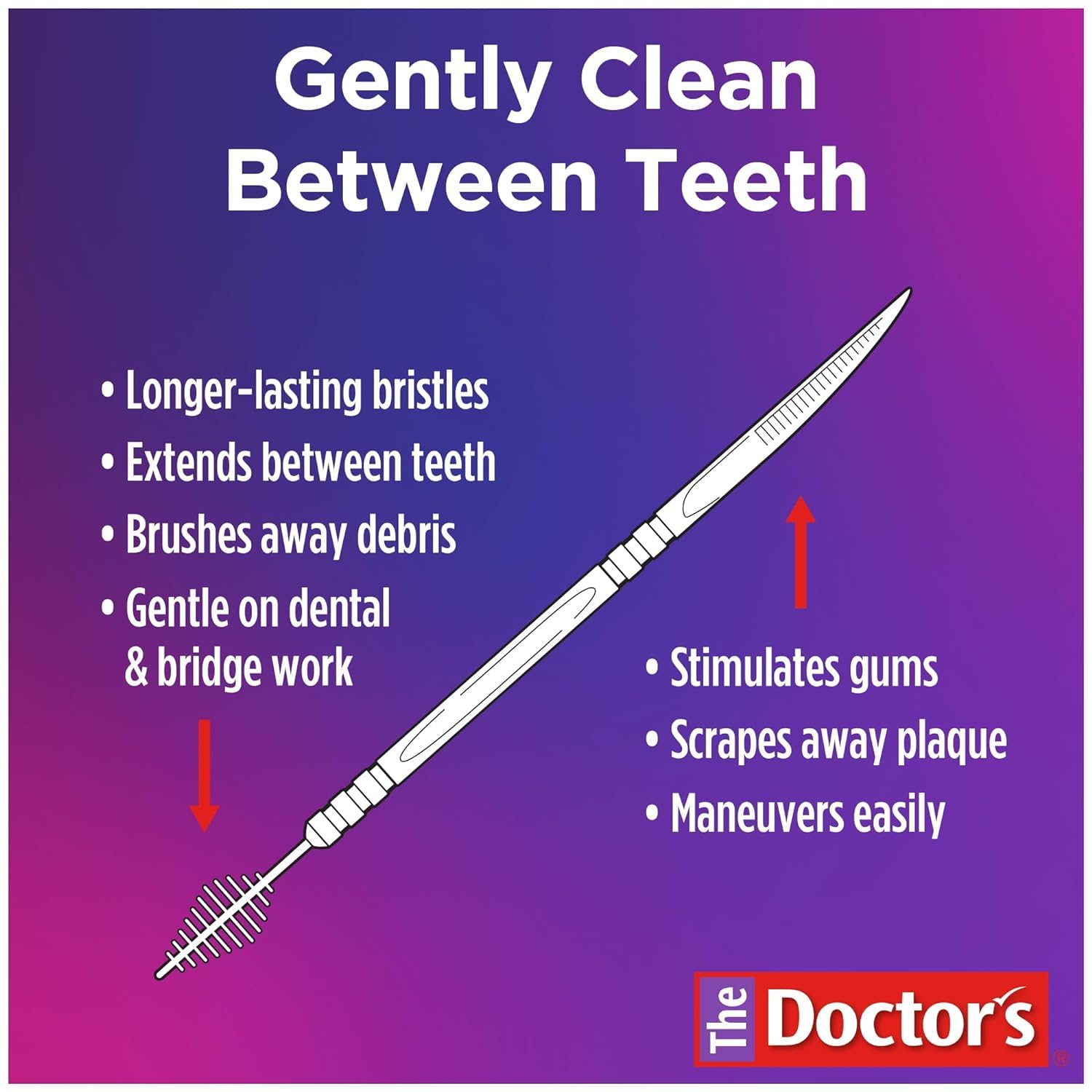 The Doctor’s BrushPicks Interdental Toothpicks, Soft Rubber Dental Picks for Teeth Cleaning, Removes Food Debris, Gum Care, Portable Dispensing Case, 275 Count (Pack of 12)