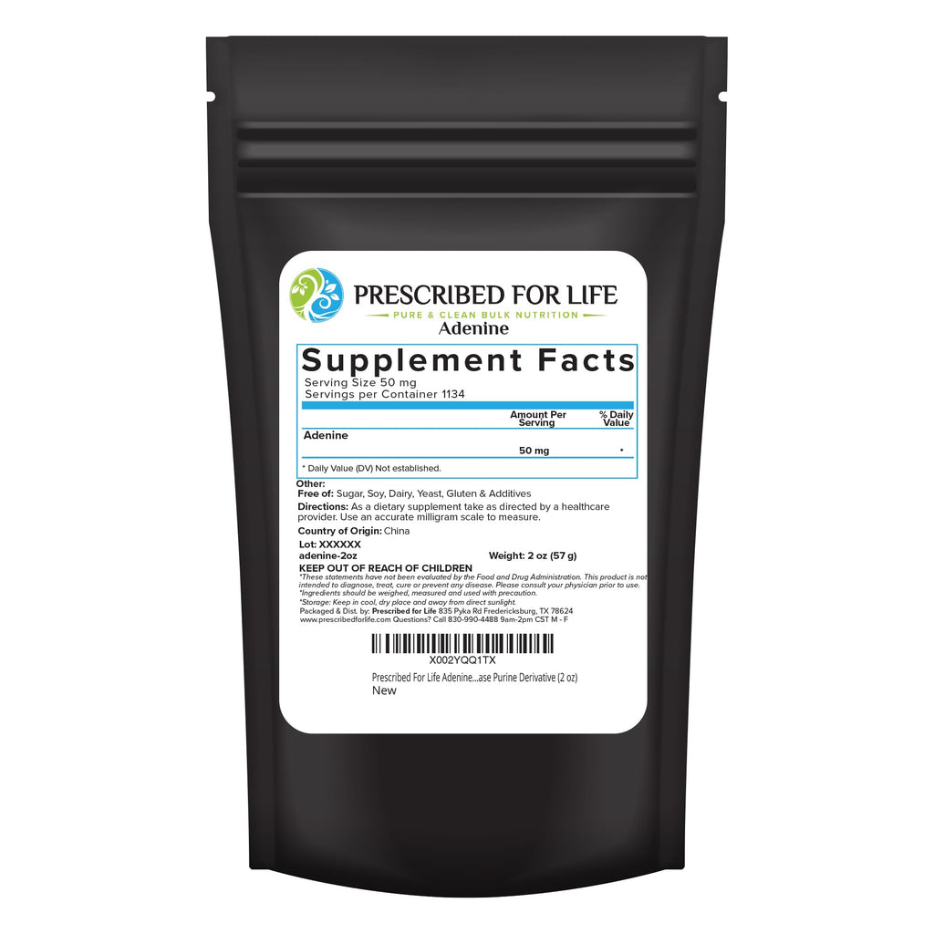 Prescribed For Life Adenine Powder, Vitamin B4 Adenine Supplement, A Nucleobase Purine Derivative (56g)