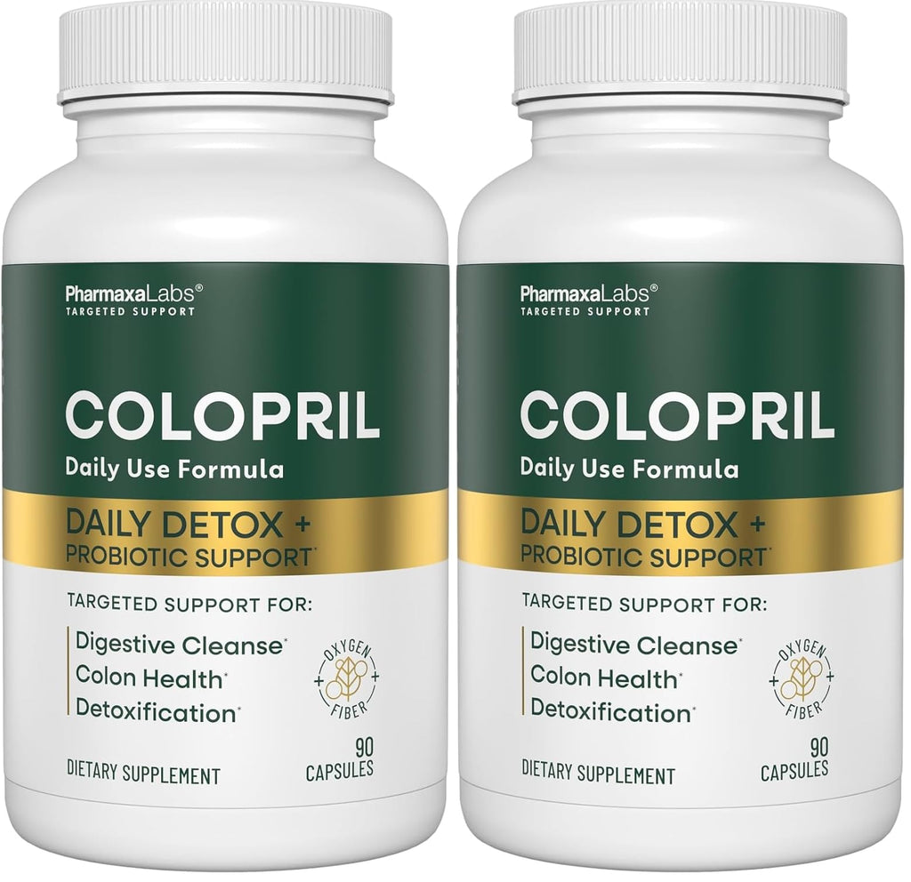 Colopril Colon Cleanse Dietary Supplement - Supports Cleansing of Bowels & Digestive Tract - Eases Constipation - Ginger Root, Lactobacillus, Psyllium & Magnesium Oxide - 90 Capsules (Pack of 2)