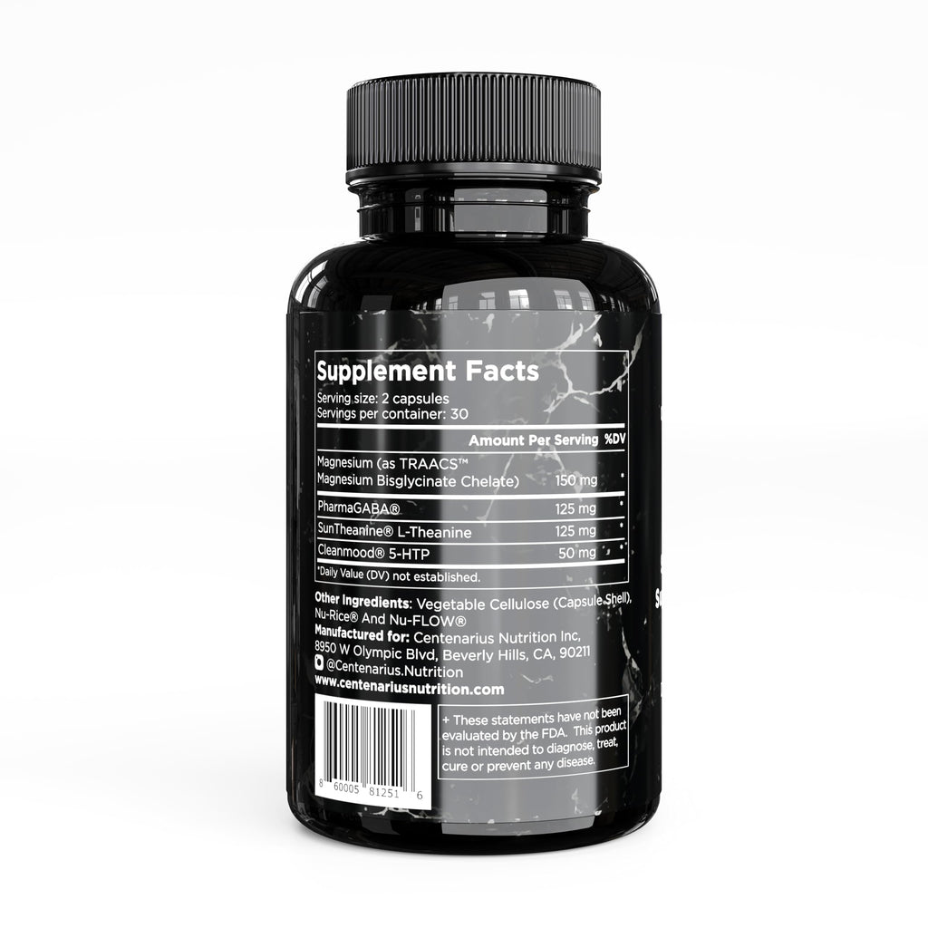 Centenarius Nutrition Sleep and Mood Formula with L-Theanine, 5-HTP, PharmaGABA + More for Sleep + Enhanced Mood & Stress Levels (60 Count)