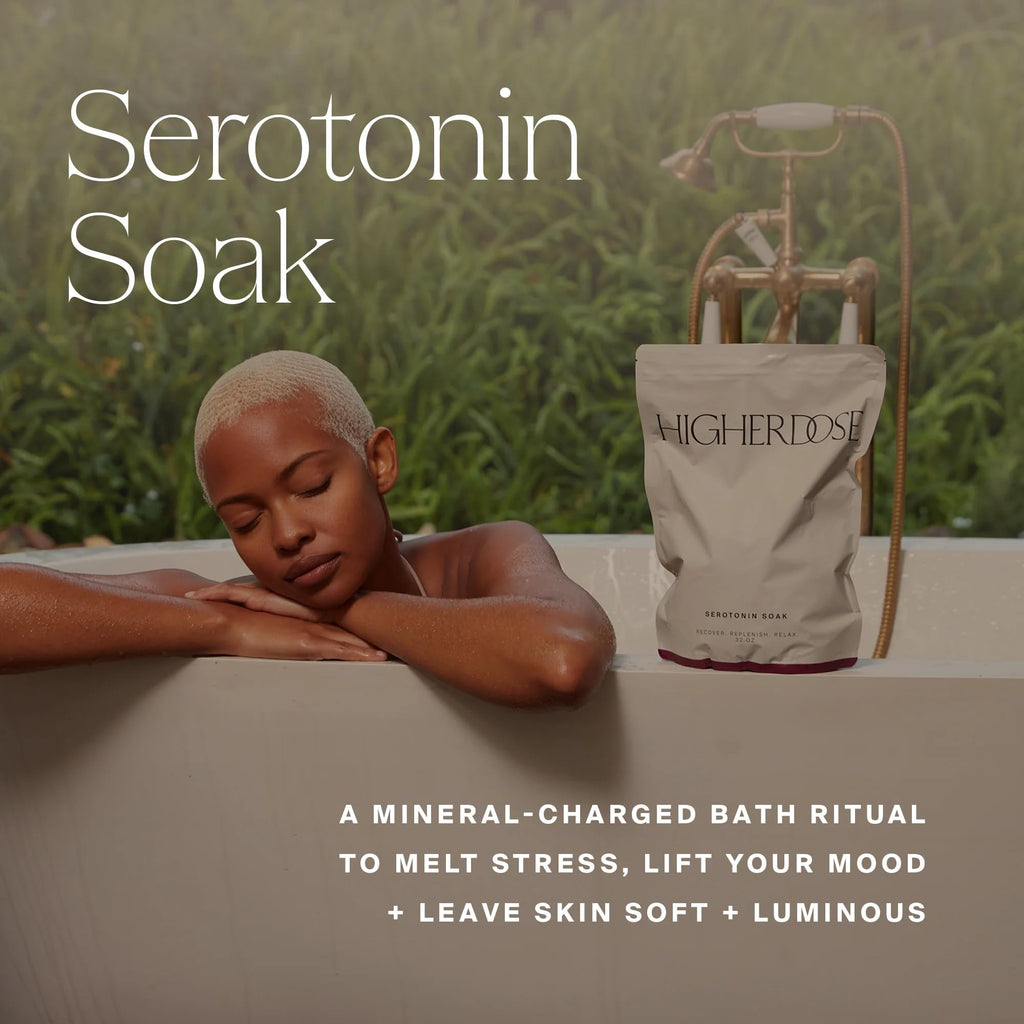 HigherDOSE Serotonin Soak Magnesium Bath Salts - Bath Soak with Magnesium Flakes, Algae & Apple Cider Vinegar - Luxury Bath Salt for Muscle Recovery, Detox & Relaxation - Spa Day Essentials (32 Oz)