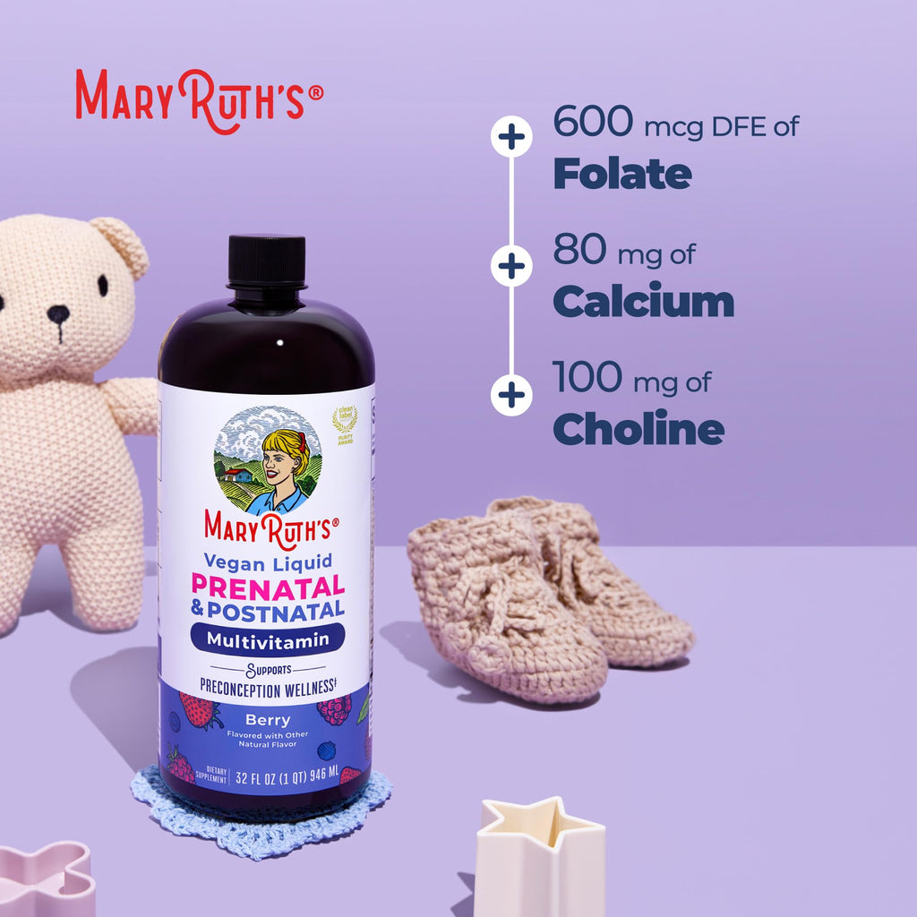 MARYRUTH'S Postnatal & Prenatal Liquid Multivitamin for Women | Selenium | Folate | Healthy Fetal Development | Prenatal Vitamins | Vegan | Non-GMO | Sugar Free | Gluten Free | 32 oz