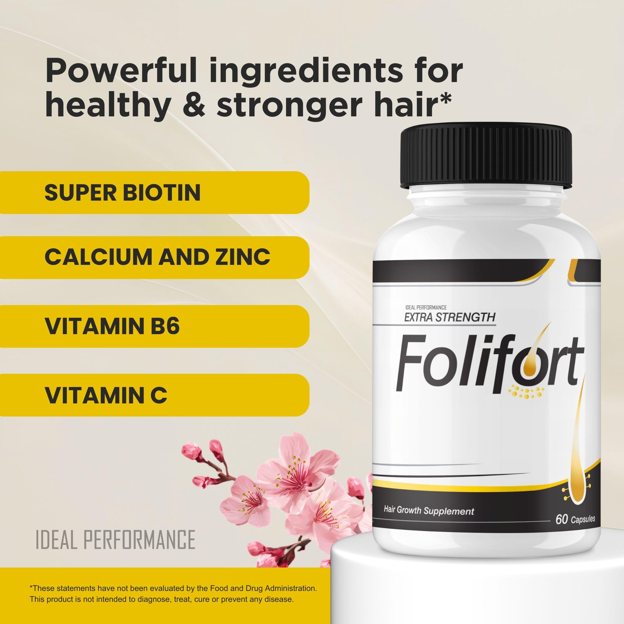 IDEAL PERFORMANCE (5 Pack) Folifort Hair Growth Pills Felfort Extra Strength Vitamins Reviews Suppliment (300 Capsules)