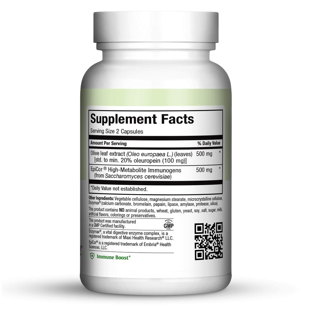 Maxi Health Epicor Supplement – Epicor Immune Support 500mg with Olive Leaf Extract – Gut, Respiratory & Antioxidant Support – High-Metabolite Immunogens – Processed Brewer's Yeast – Kosher, 60 Count