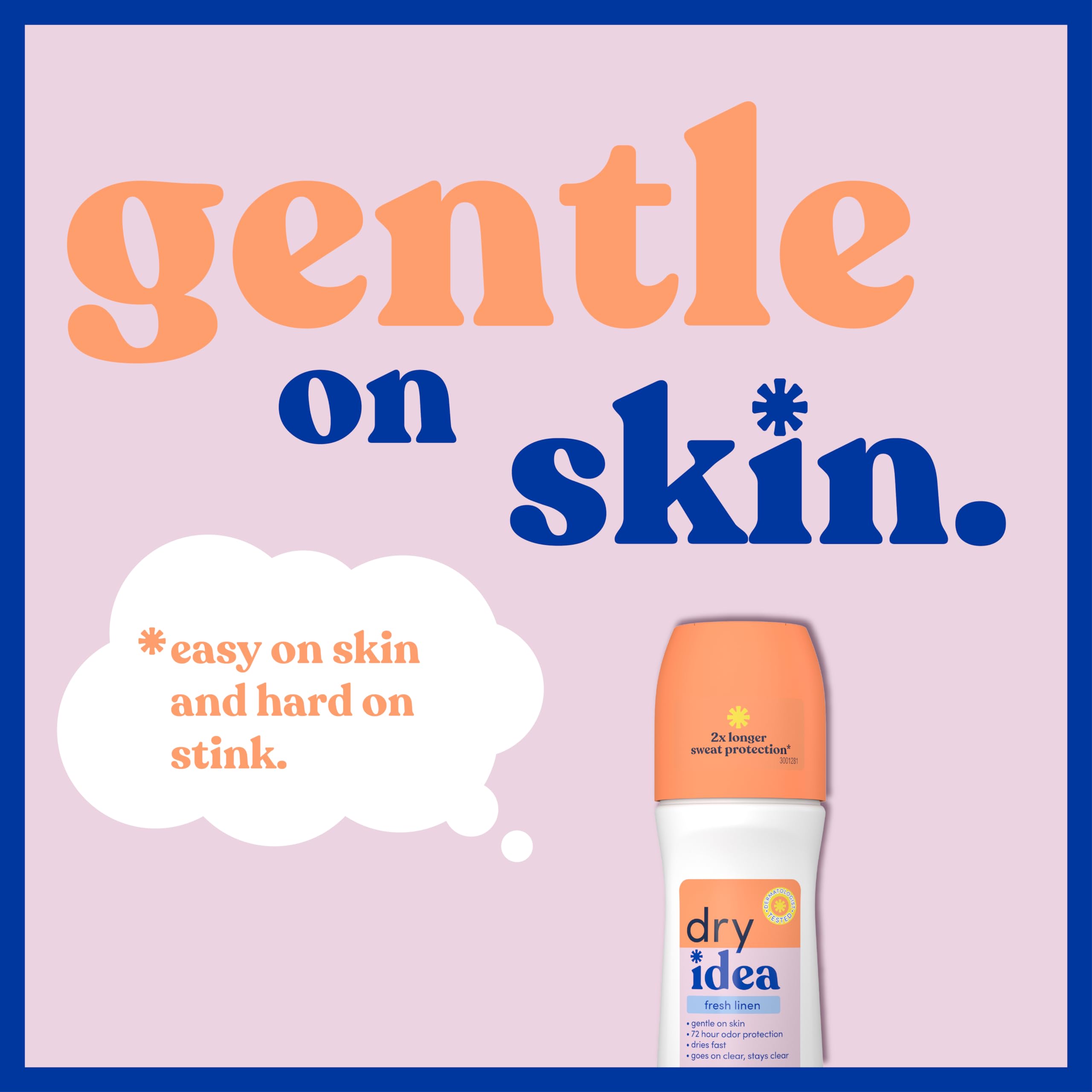 Dry Idea Fresh Linen Roll On Deodorant & Antiperspirant for Women - for Sensitive Skin, 2X Longer Sweat Protection, 72Hr Odor Control, Womens Deodorant, 3.25oz (Pack of 6)