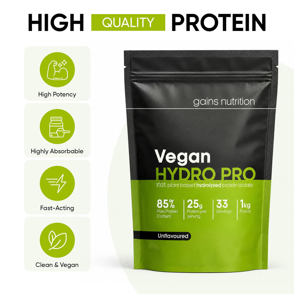 GN Vegan Hydro Pro Hydrolysed Protein Powder | 1kg Unflavoured Pea - Hydrolysed Plant Based Protein-Powder | 25g per Serving | Pea-Protein Isolate | Non-GMO & Unsweetened