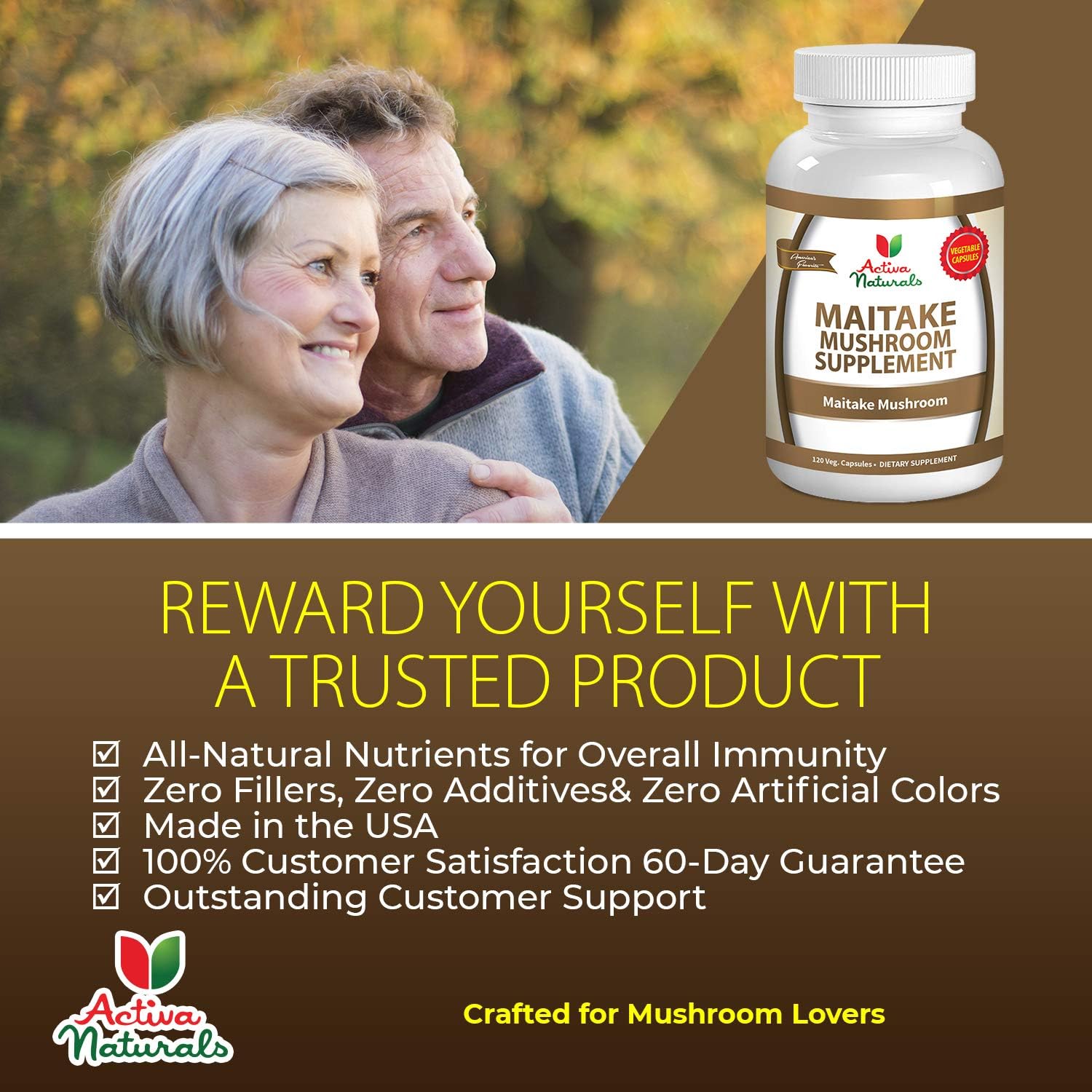 Maitake Mushroom Supplement - 1500mg, 120 Vegetarian Capsules with Grifola Frondosa Extract, Supports Energy, Vitality, and Wellness, No Fillers, Additives, or Artificial Colors or Chemicals.