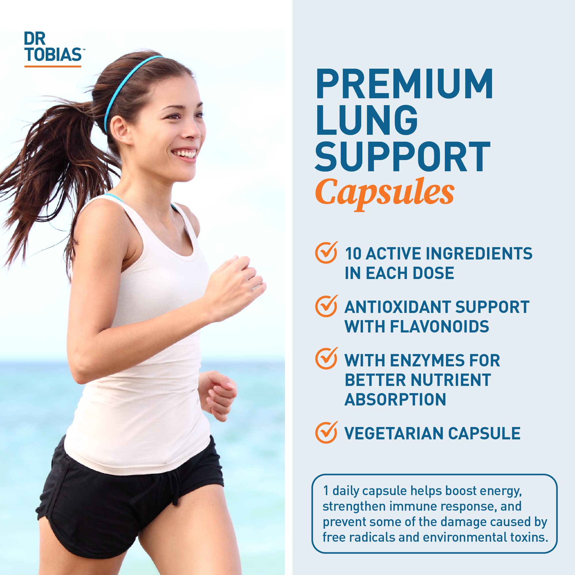 Dr. Tobias Lung Health - Lung Support Supplement with Vitamin C, Butterbur, Quercetin & Bromelain | Lung Cleanse & Detox Formula for Bronchial & Respiratory System Non-GMO (120 Capsules, 120 Servings)