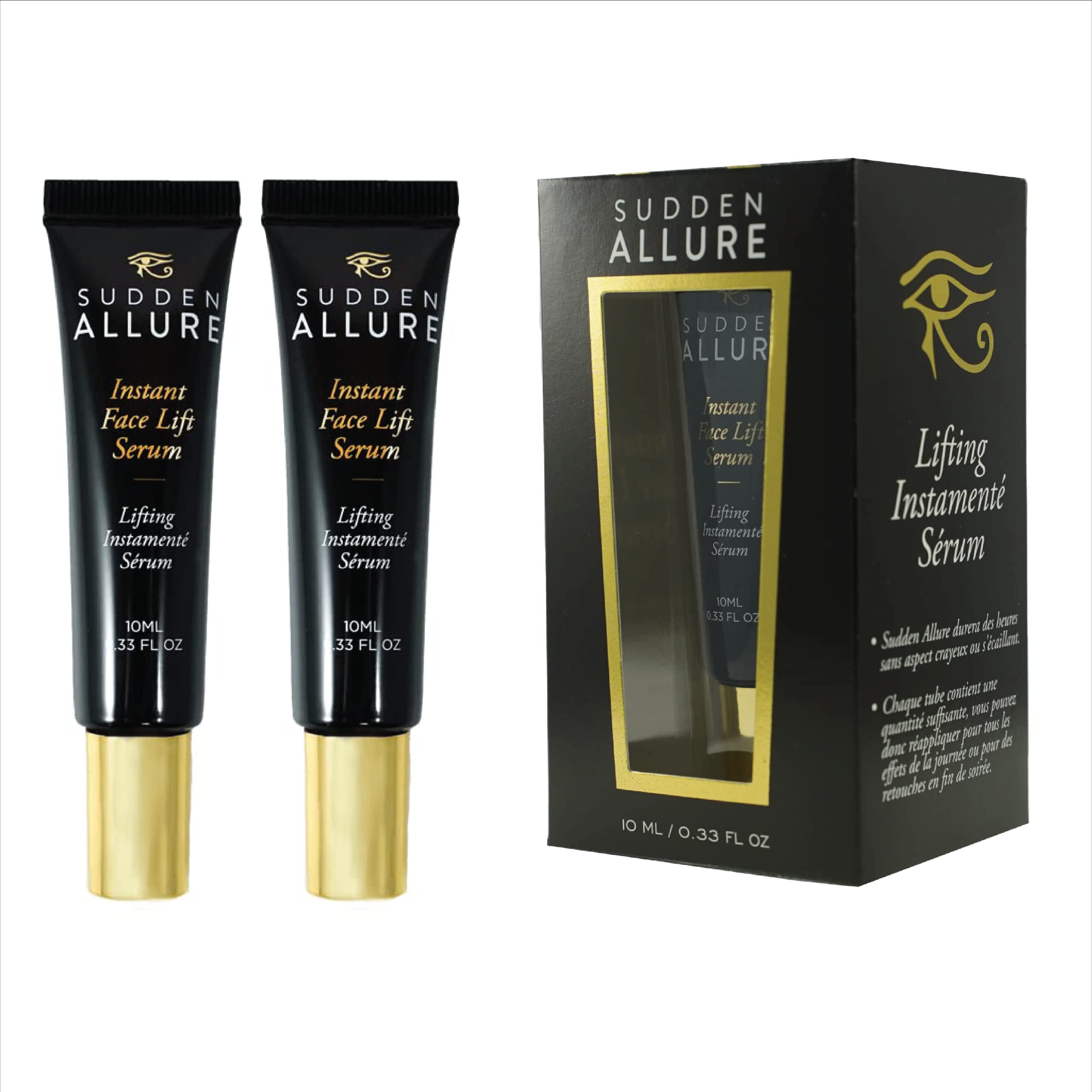 Sudden Allure Instant Face Lift Serum – Erase Under Eye Bags & Wrinkles in 60 Seconds - Firming Face & Eye Serum Cream - Instantly Tighten & Reduce Eye Bags & Crows Feet | Made in USA (10 ml, 2 Pack)