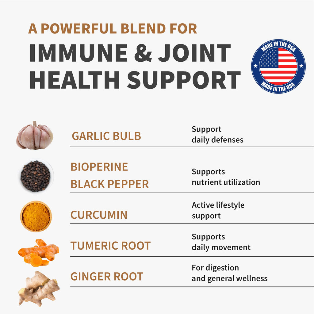 4-in-1 Turmeric Joint Support Supplements with Garlic and BioPerine - 2360 mg High Potency Herbal Blend for Mobility, Everyday Flexibility, Digestive Comfort, Active Aging Support (120ct, Pack of 2)