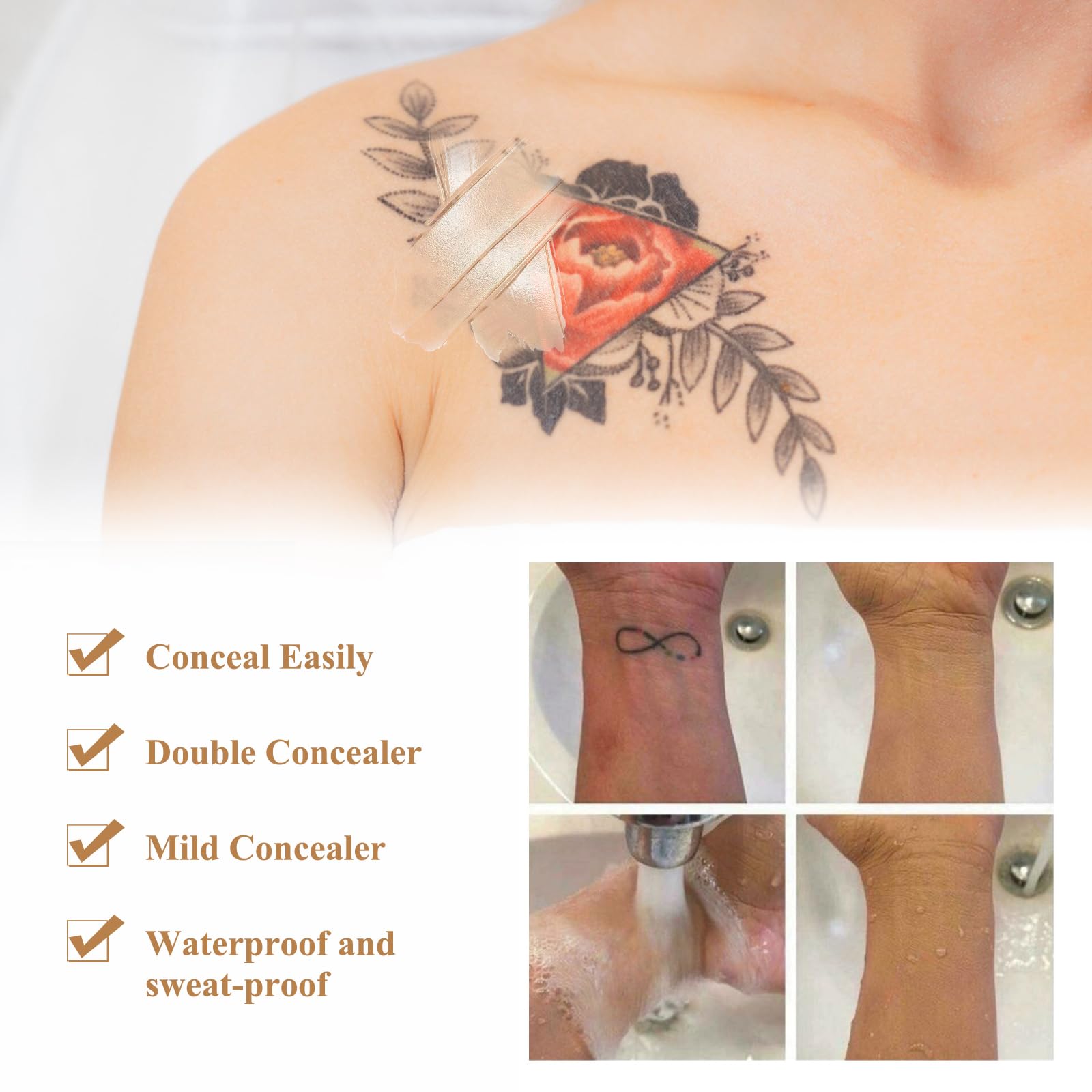 Tattoo Cover up Makeup Waterproof & Sweatproof Tattoo Concealer Full Coverage Body Concealer Hidden Spot Birthmarks Scars for Men and Women