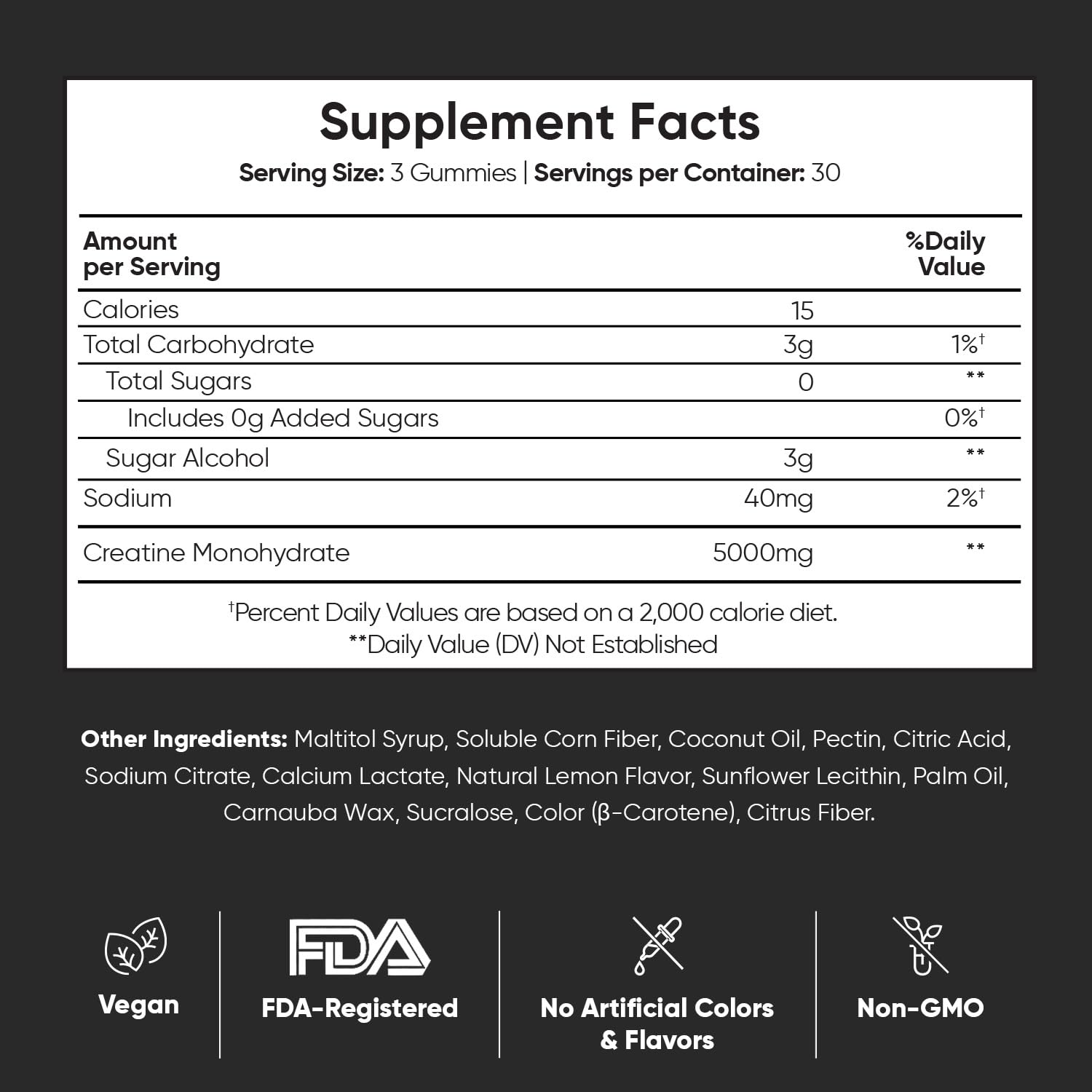 WeightWorld Sugar Free Creatine Gummies 5g (5000mg) | Pre & Post Workout Gummy | 90 Vegan Creatine Monohydrate Gummies for Men & Women (1 Month Supply) - 3 per Day | Non-GMO, Natural Lemon Flavor