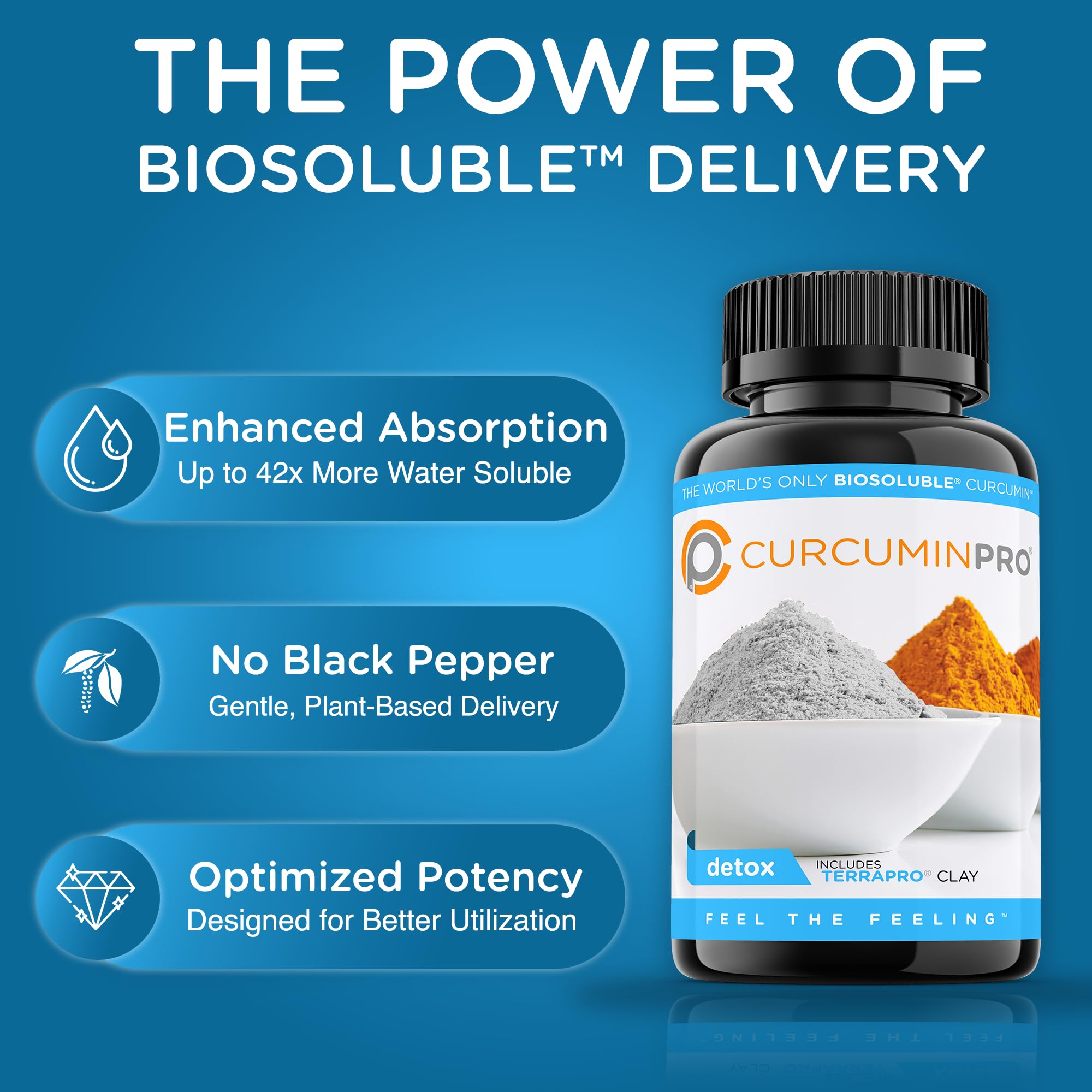 curcuminpro Detox Capsules | Organic Turmeric Supplement with BioSoluble BCD & Natural Bentonite Clay | High Absorption Vegan Curcumin Blend for Gut and Heart Wellness | 60 Count