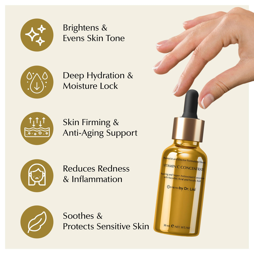 EpiLynx Vitamin C Face Serum - Antioxidant Rejuvenating Vitamin C Serum for Face - Repairs Skin Barrier & Hydrates Dark Spot Remover - Vegan, Gluten-Free for Sensitive Skin