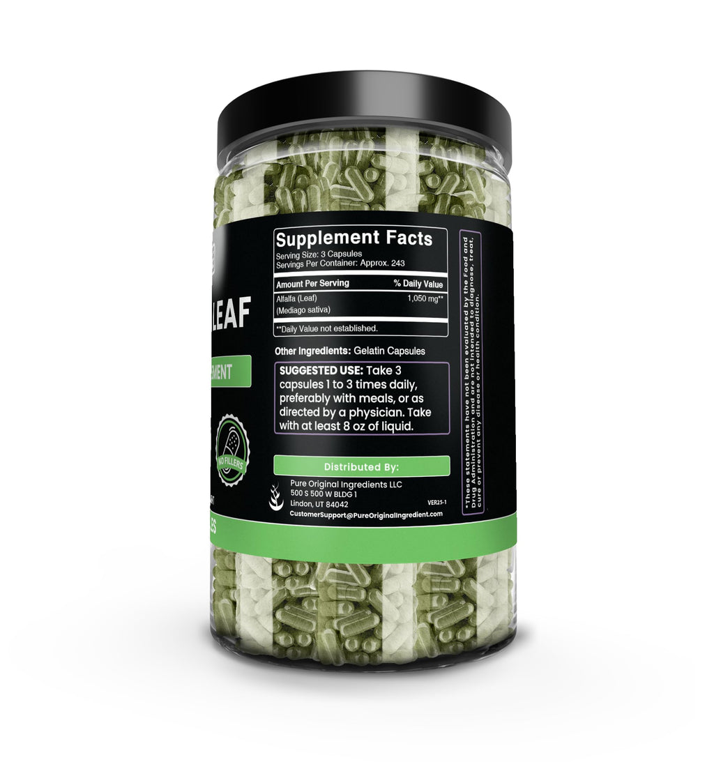 Pure Original Ingredients Alfalfa Leaf (730 Capsules) No Magnesium Or Rice Fillers, Always Pure, Lab Verified