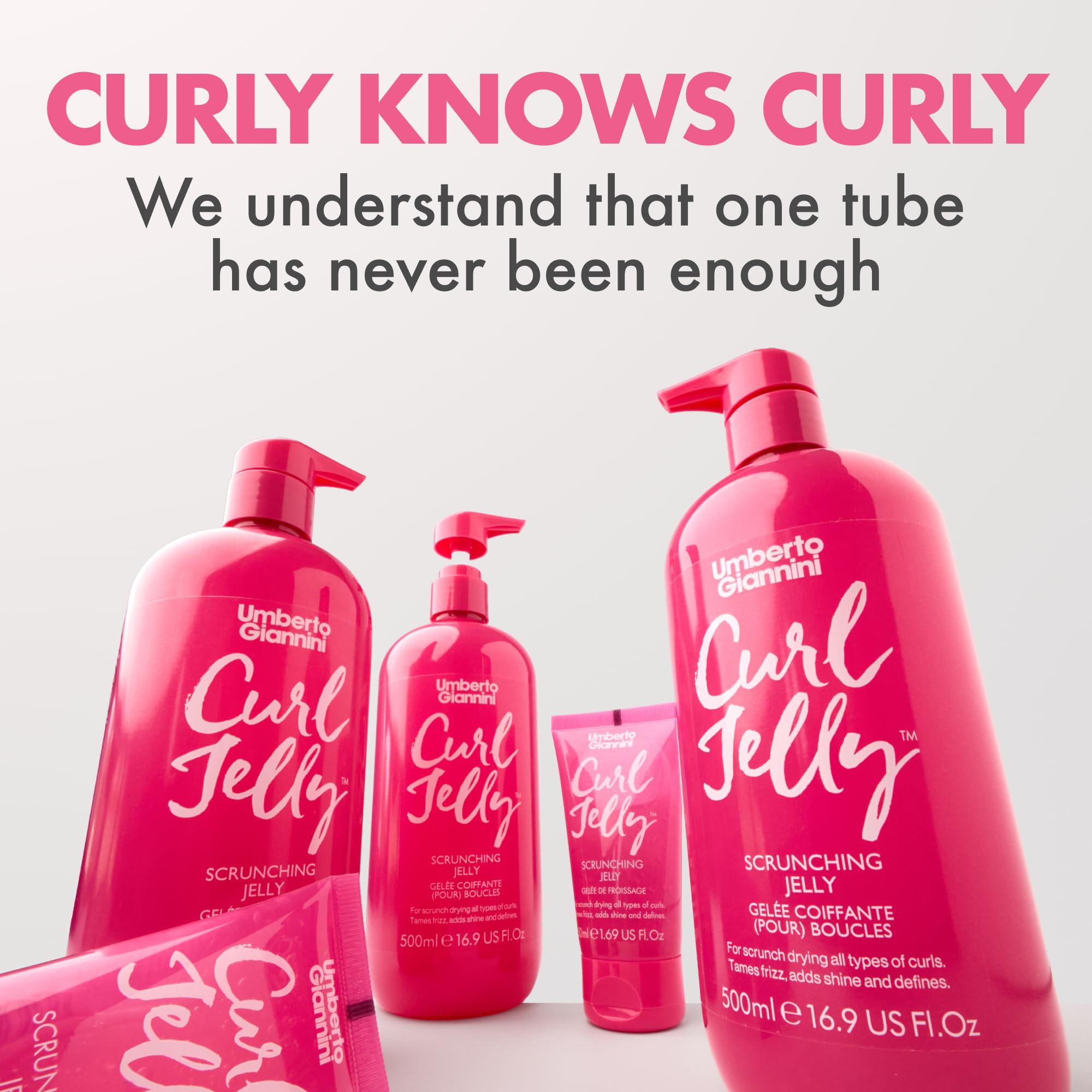Umberto Giannini Curl Jelly XL 500ml (16.9 fl Oz) - Viral Award-Winning Curl Gel for Waves, Curls & Coils | Defines, De-Frizzes & Adds Shine | Medium Hold, No Crunch | Vegan & Made in UK