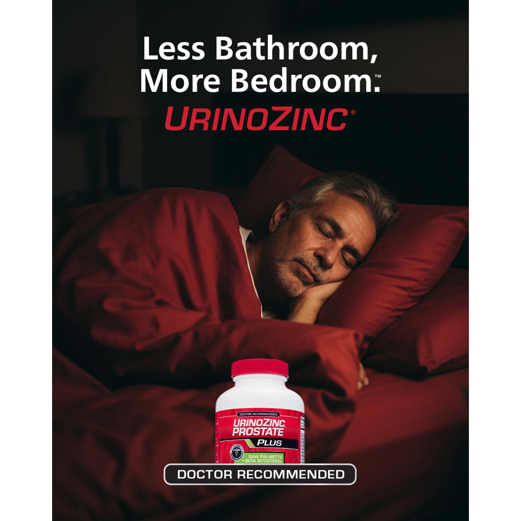 Urinozinc Plus - Prostate Supplement with Beta Sitosterol & Saw Palmetto – Reduce Frequent Urination Concerns & Support Your Prostate Health, 180 Caplets