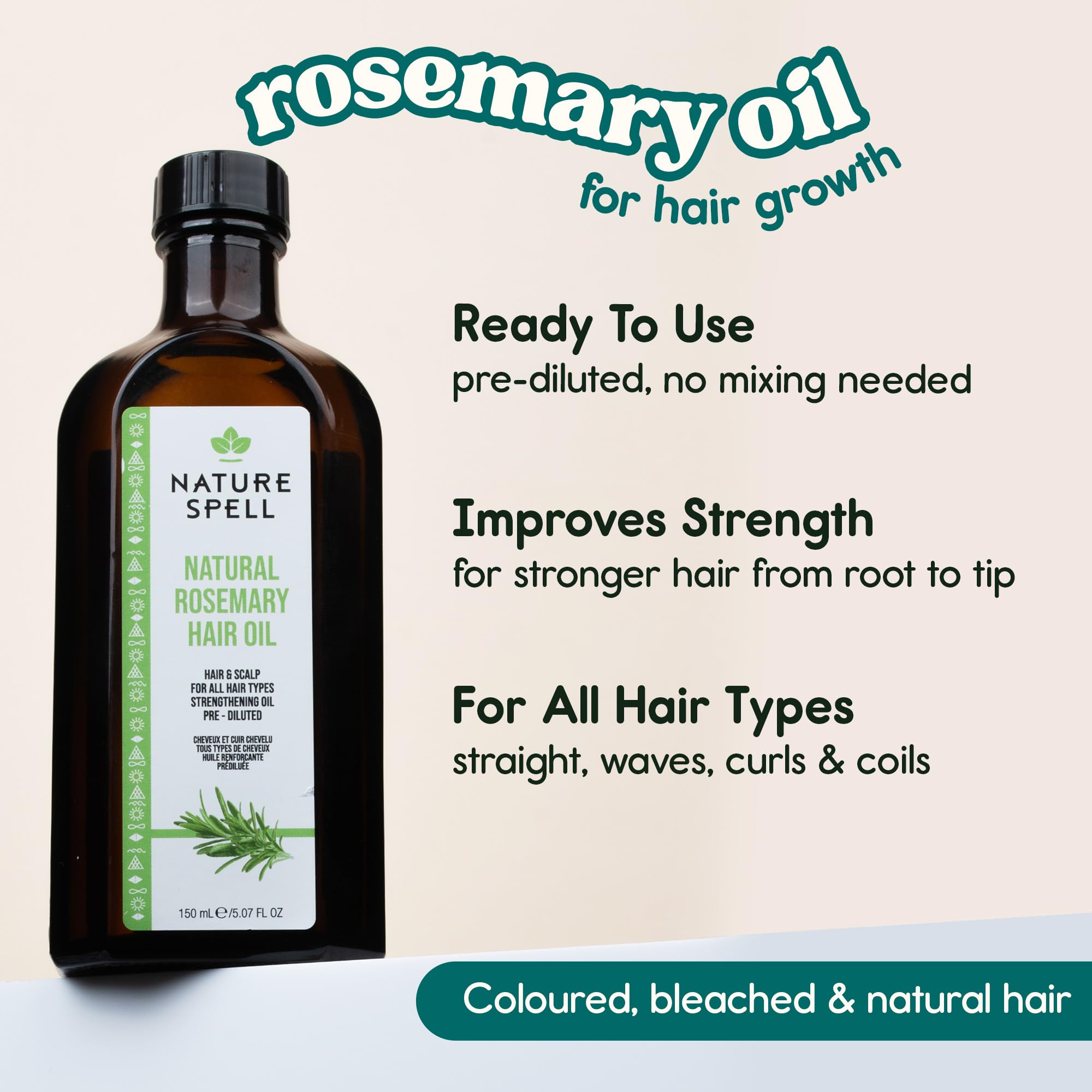 Nature Spell Hair Growth Trio, with Rosemary Oil, Shampoo & Conditioner Set