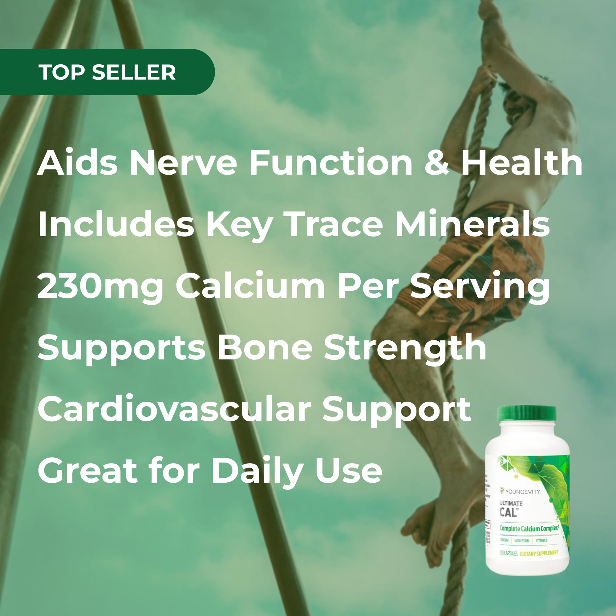Youngevity Ultimate Cal - Calcium Magnesium Bone Health Supplement with D-3, Zinc, Potassium, Boron - Highly Absorbable - Immune and Bone, Ligament Support - 120 Capsules (Pack of 1)