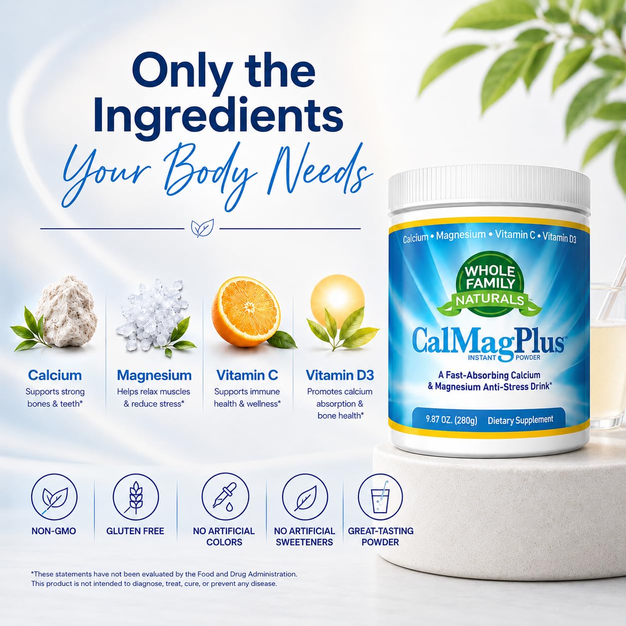 CalMag Plus Calcium Magnesium Powder for Calm, Sleep & Muscle Support