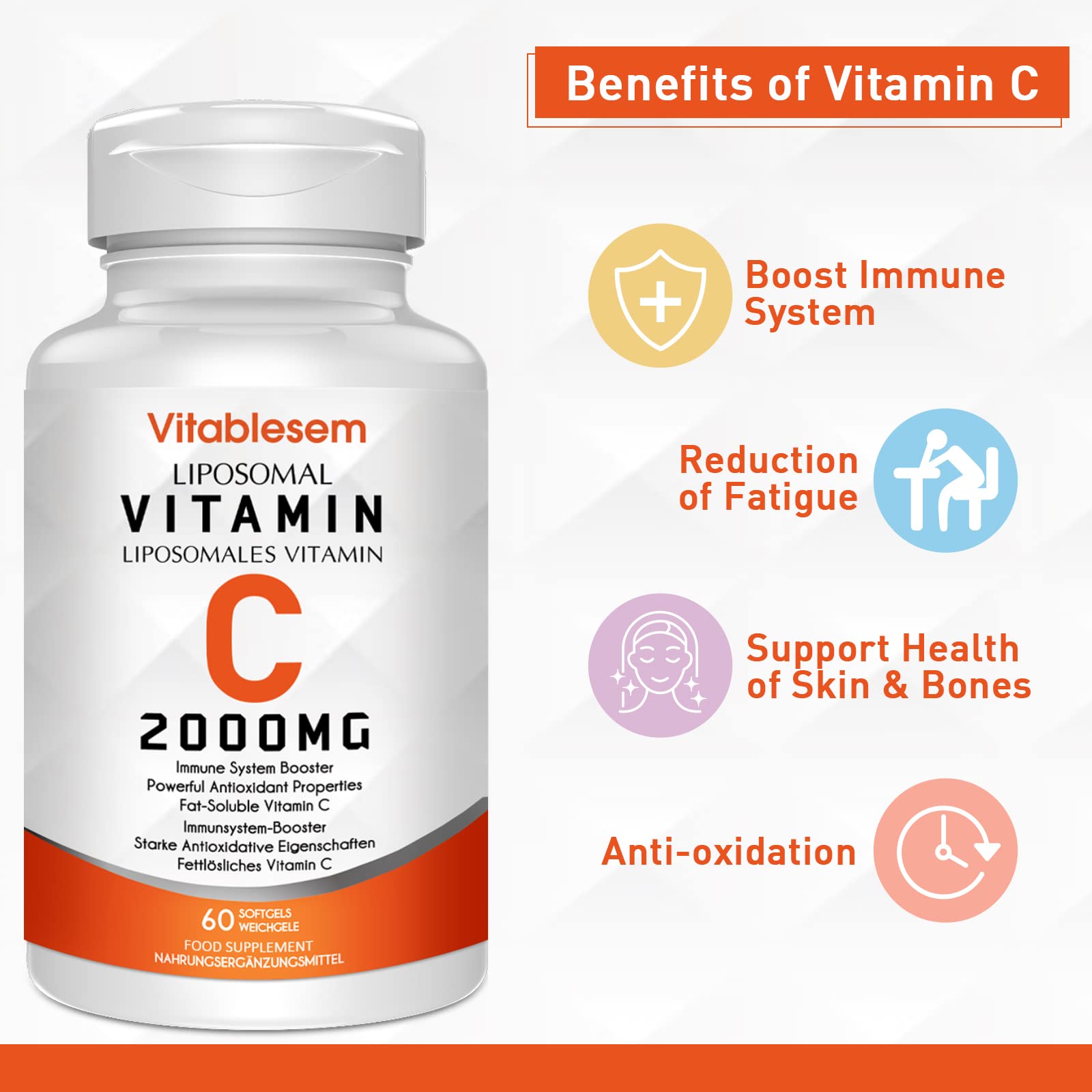 Liposomal Vitamin C Capsules 2000mg, 2 Pack