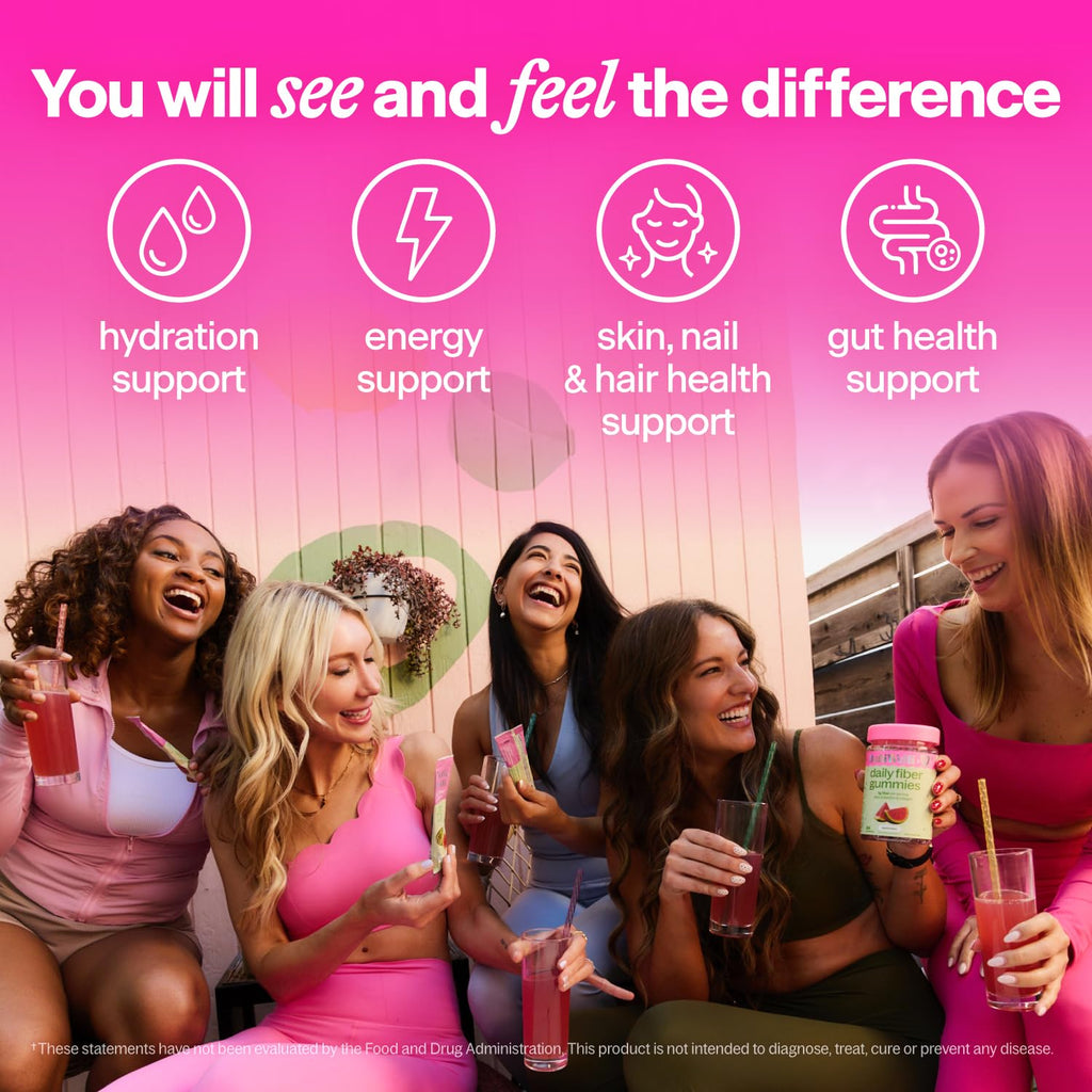 Belli Welli Fiber Supplement for Women & Men – Premium Daily Fiber Powder from Organic Acacia with Added Collagen, Electrolytes & Probiotics – No Bloat, Constipation & Gut Health Support (Tropical)