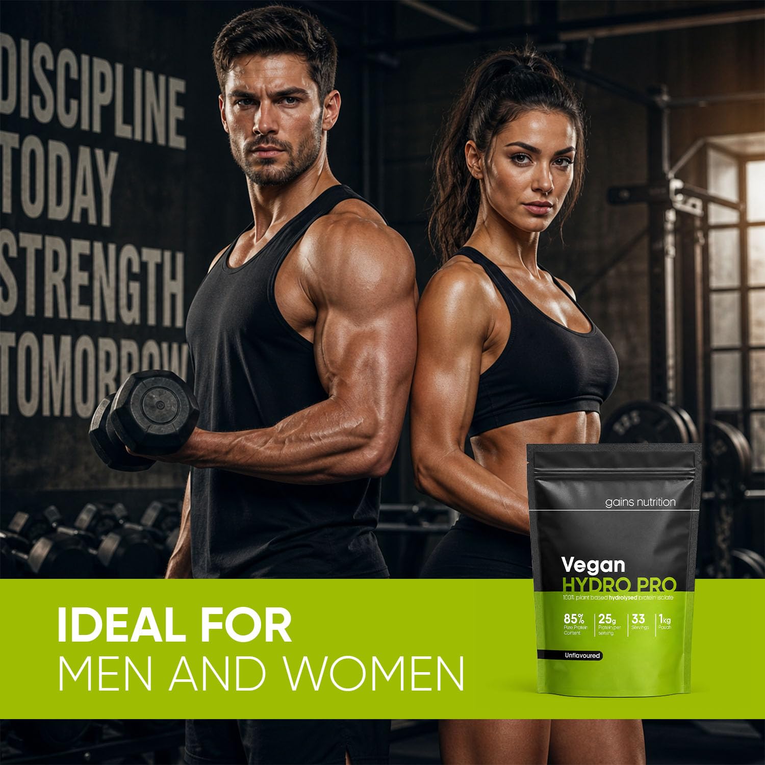 GN Vegan Hydro Pro Hydrolysed Protein Powder | 1kg Unflavoured Pea - Hydrolysed Plant Based Protein-Powder | 25g per Serving | Pea-Protein Isolate | Non-GMO & Unsweetened