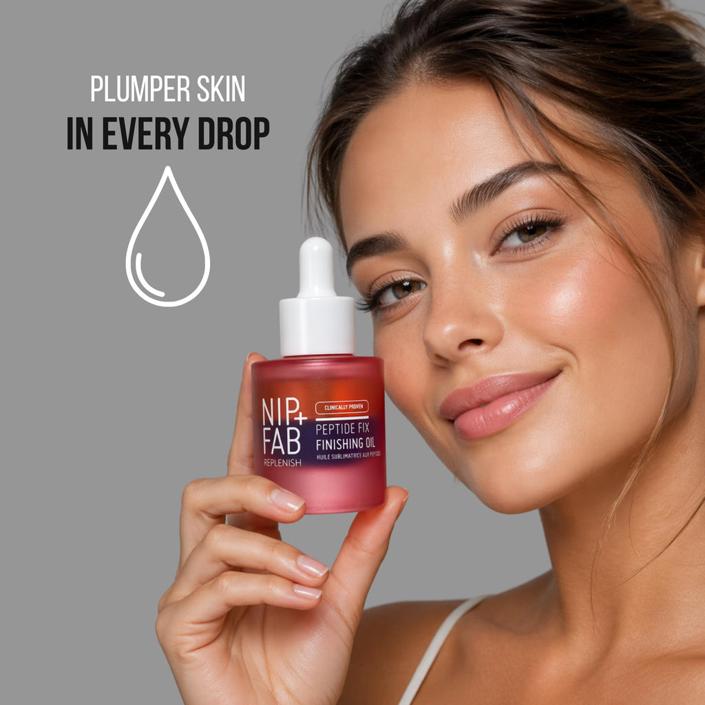 Nip+Fab Peptide Fix Finishing Oil 2%, 1.01 fl oz, Perfect Finish for All Skincare Routines, Support the Skin Barrier, Brighter Smoother Skin Lightweight Bi-Phase Anti-Wrinkle Formula