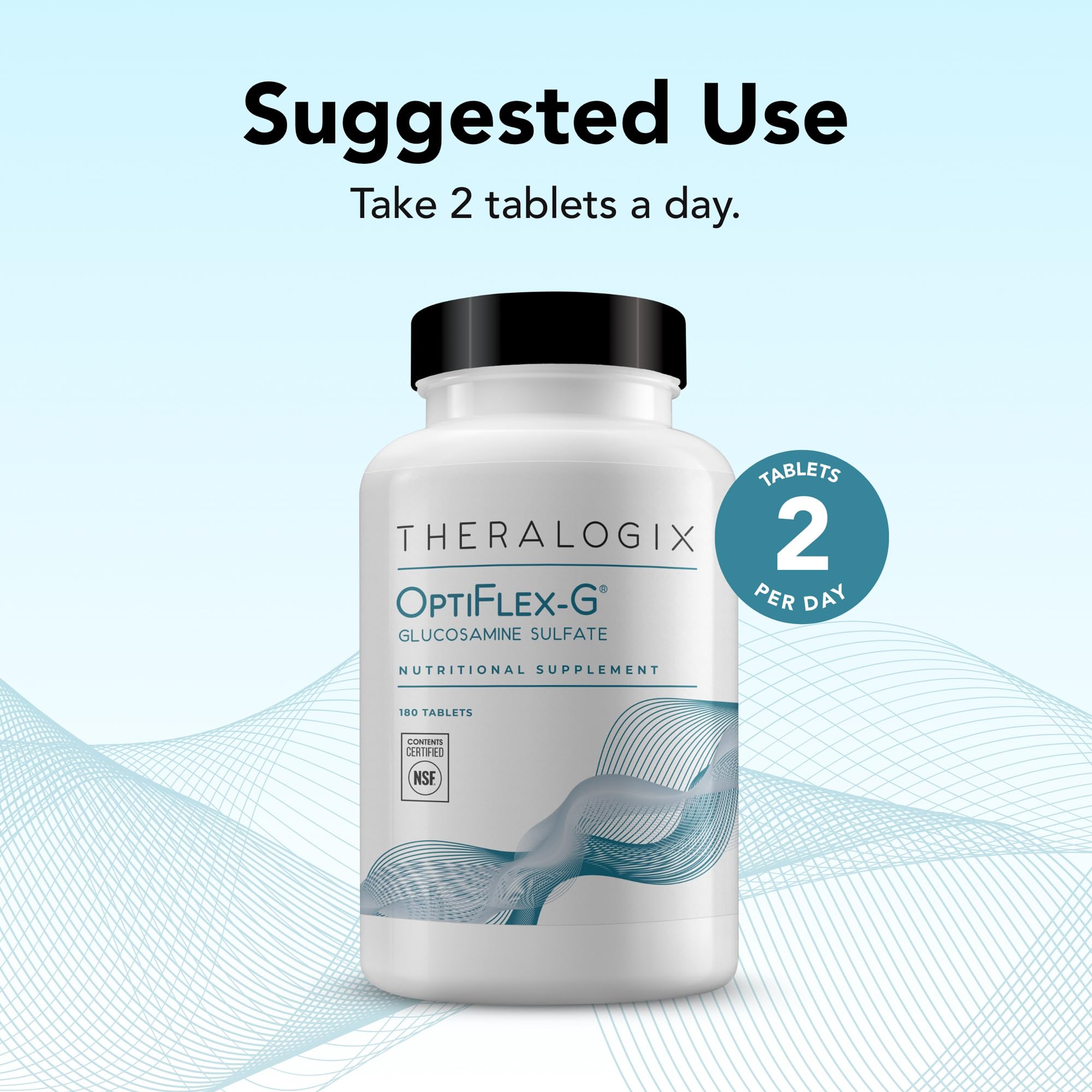 Theralogix OptiFlex-G Glucosamine Sulfate - 90-Day Supply - Joint Support Supplement - Supports Joint Health for Men & Women - Glucosamine Joint Supplement - NSF Certified - 180 Tablets