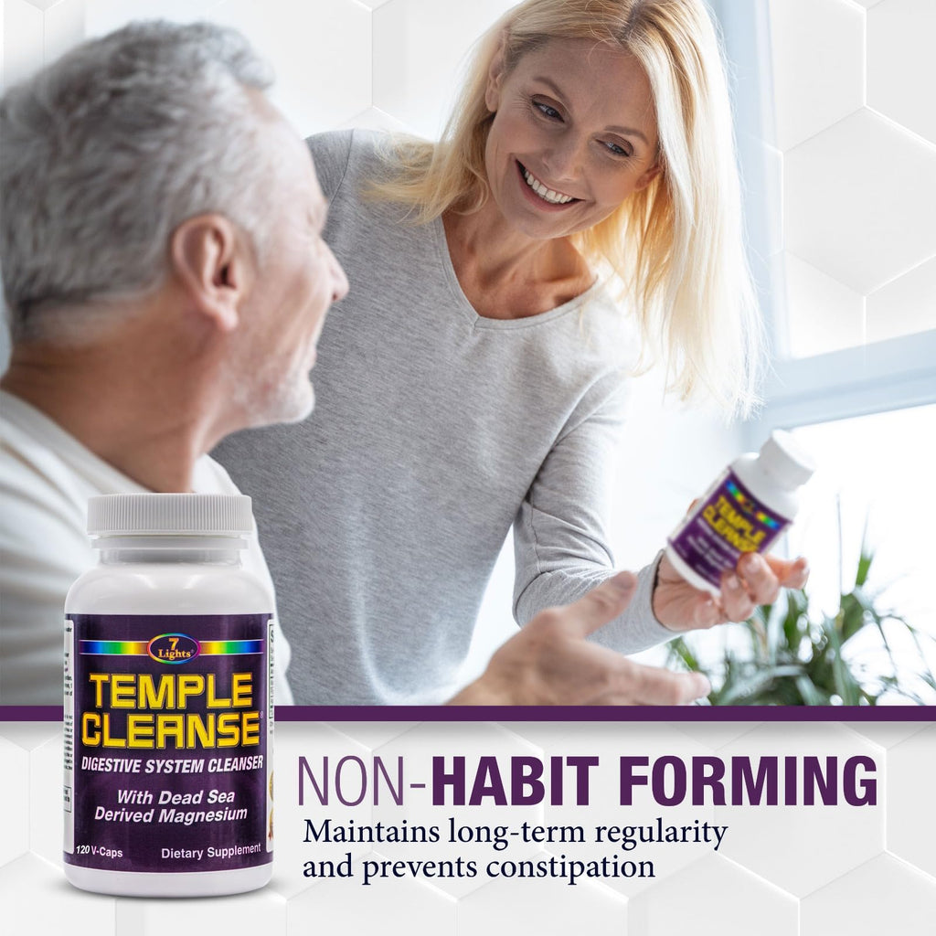 Temple Cleanse 120 Capsules | Oxygen & Dead Sea Magnesium Colon Cleanse Detox, Fast-Acting Constipation Relief, No Gas/Bloating, Vegan Gluten-Free Digestive Cleanse, Gentle on Stomach for Women & Men
