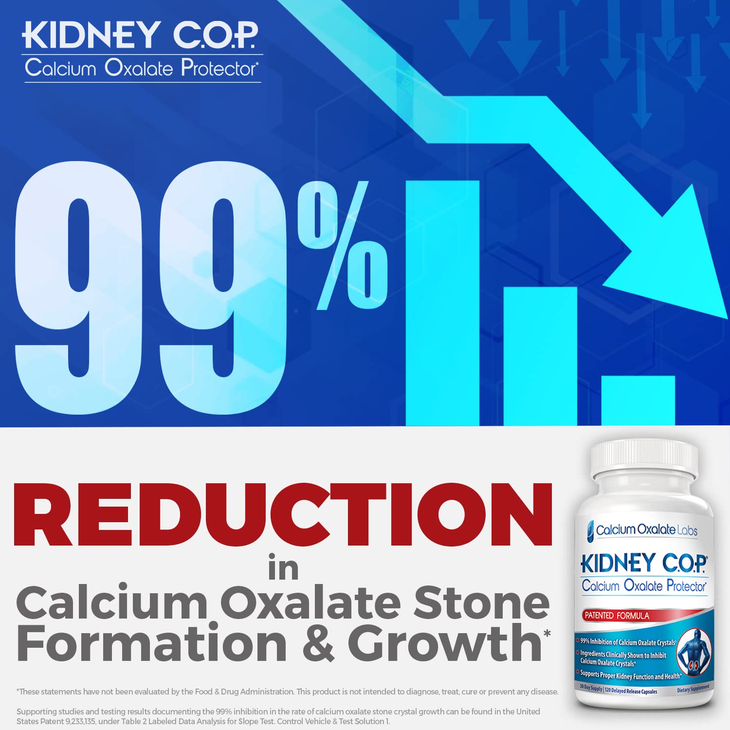 KIDNEY C.O.P. Calcium Oxalate Kidney Stone Support Supplement 120 Caps