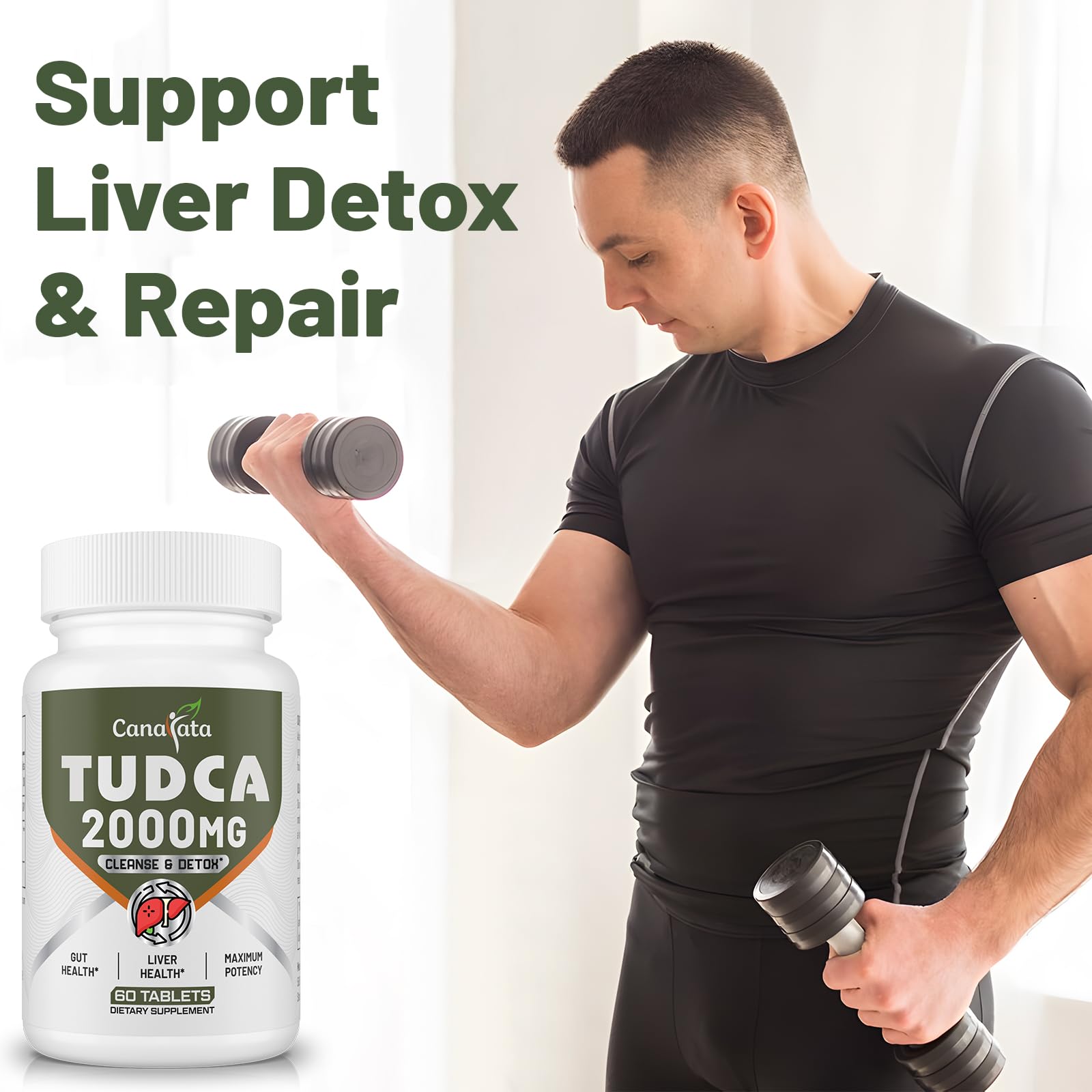 Canarata TUDCA Liver Supplements 2000mg - Strong Bile Salts Support Liver Detox & Cleanse - Liver and Gallbladder Health Formula-Easy to Swallow Tablets-30 Days Supply