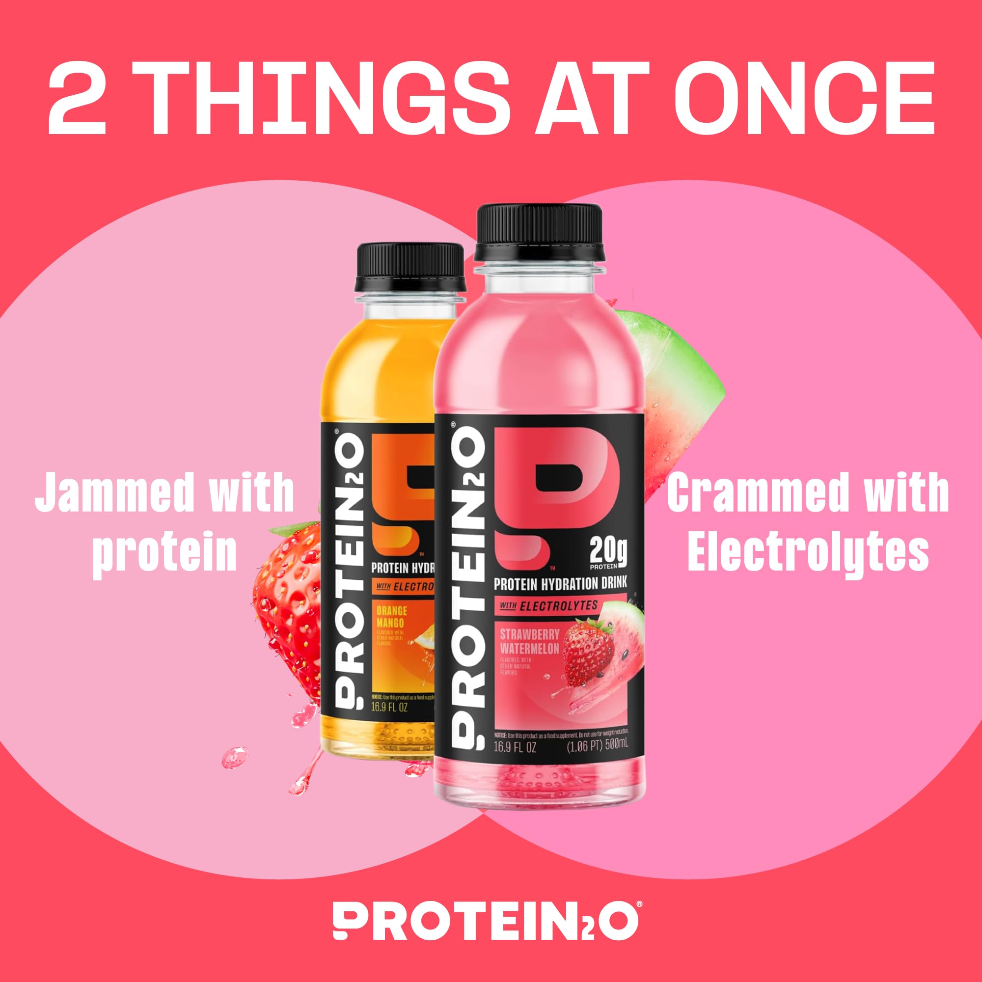 Protein2o 2-in-1 Clear Whey Protein & Electrolyte Beverage, 20g Protein, Gluten-Free, Keto, 16.9 fl oz Bottles (12 Count Variety Pack)