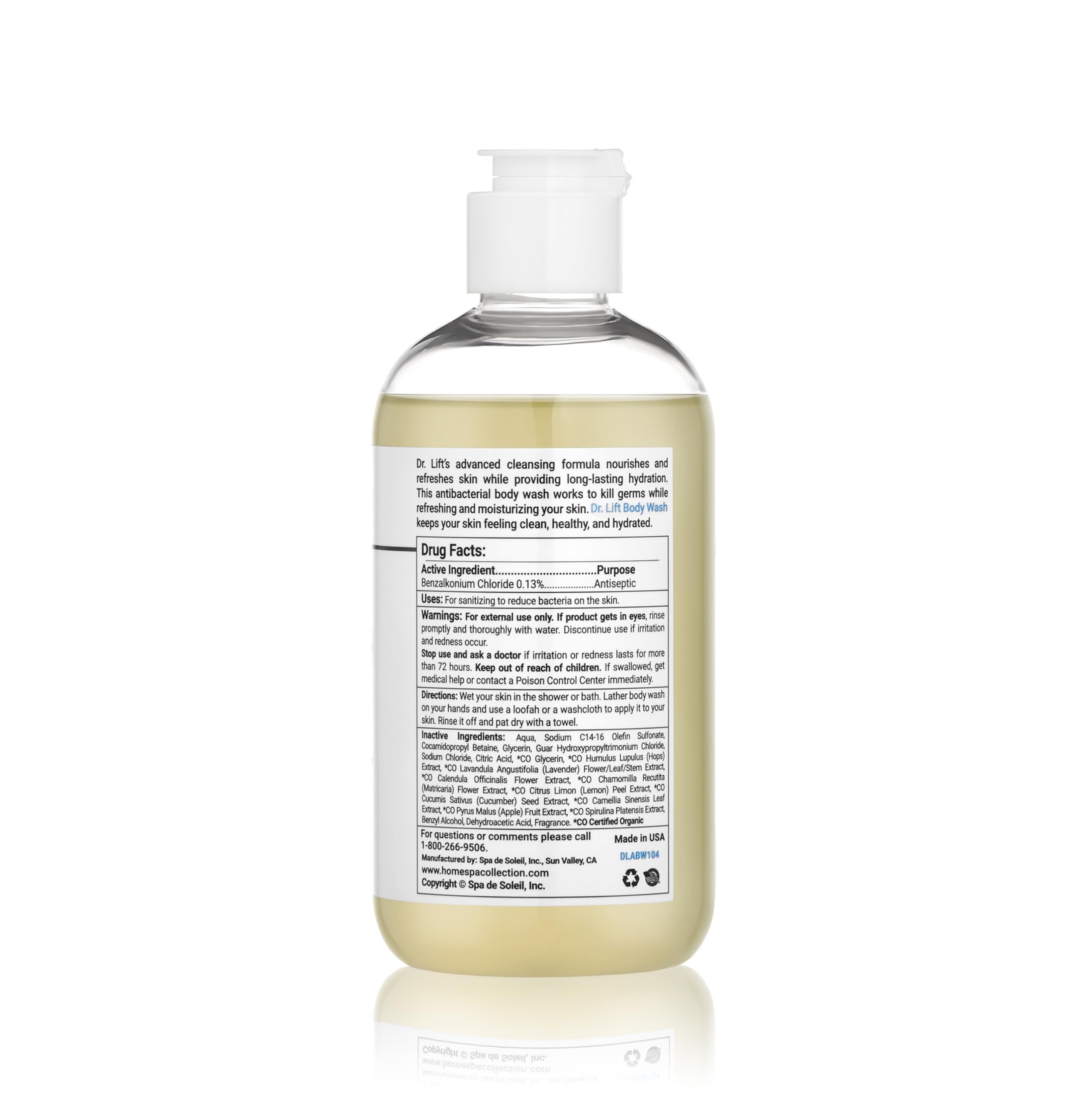 DR. LIFT Antibacterial Body Wash, 8 oz (3-Pack) - Gentle & Effective Shower Gel - Made in America