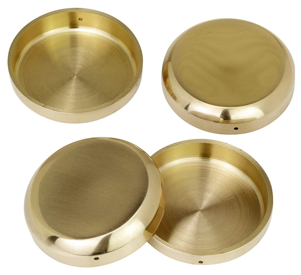 Bulldog Castors Solid Brass Castor Cups (Set of 4) – Genuine Solid Polished Brass – Antique Vintage – Polished Brass Caster Cups – UK Company