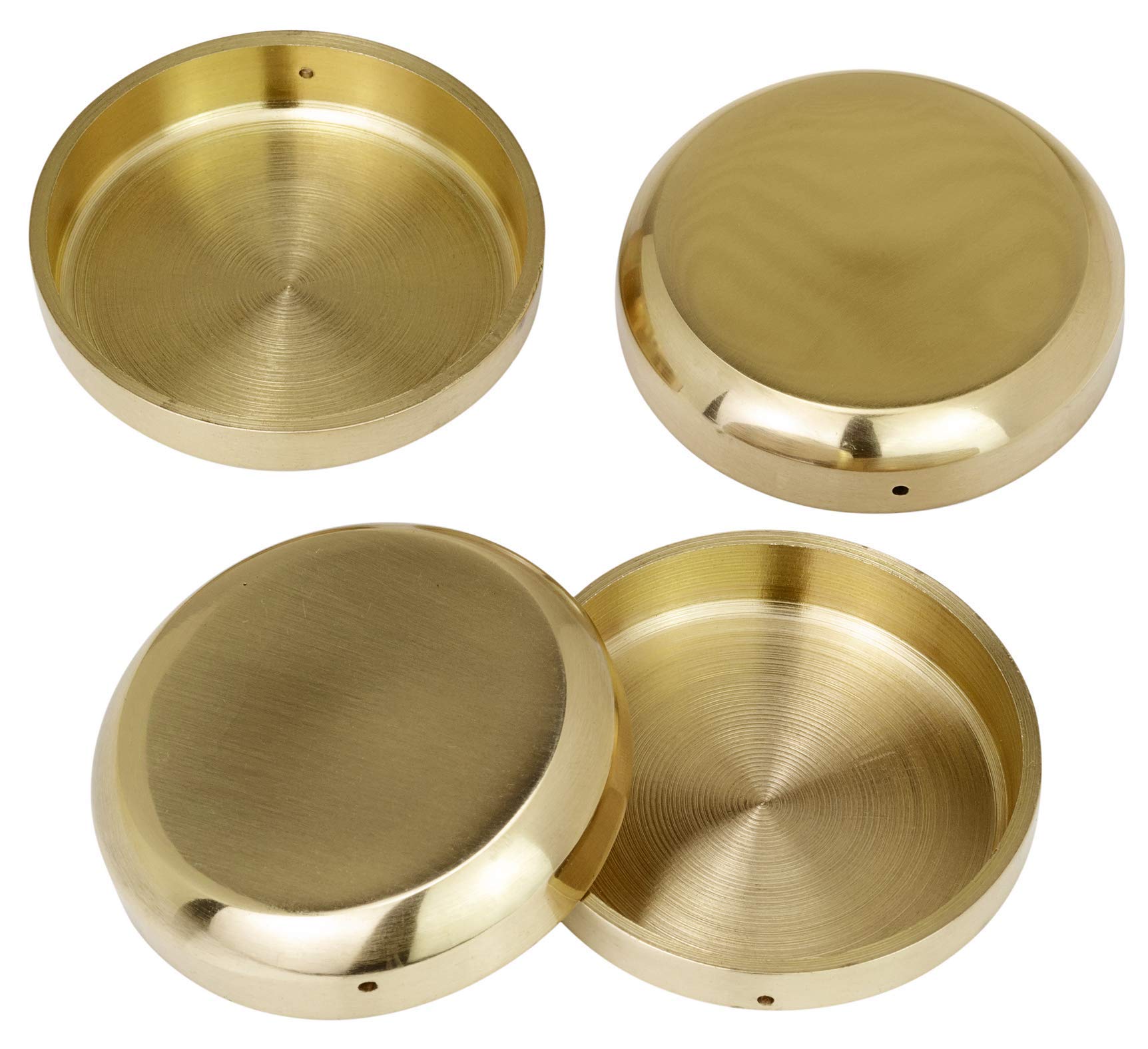 Bulldog Castors Solid Brass Castor Cups (Set of 4) – Genuine Solid Polished Brass – Antique Vintage – Polished Brass Caster Cups – UK Company