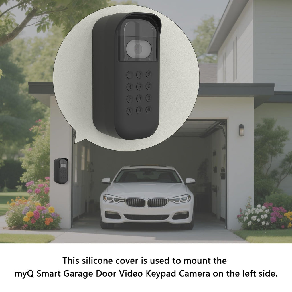 Koroao Silicone Skin Cover for myQ Smart Garage Door Video keypad with Angle Mount Accessories (Only for Left，Black)