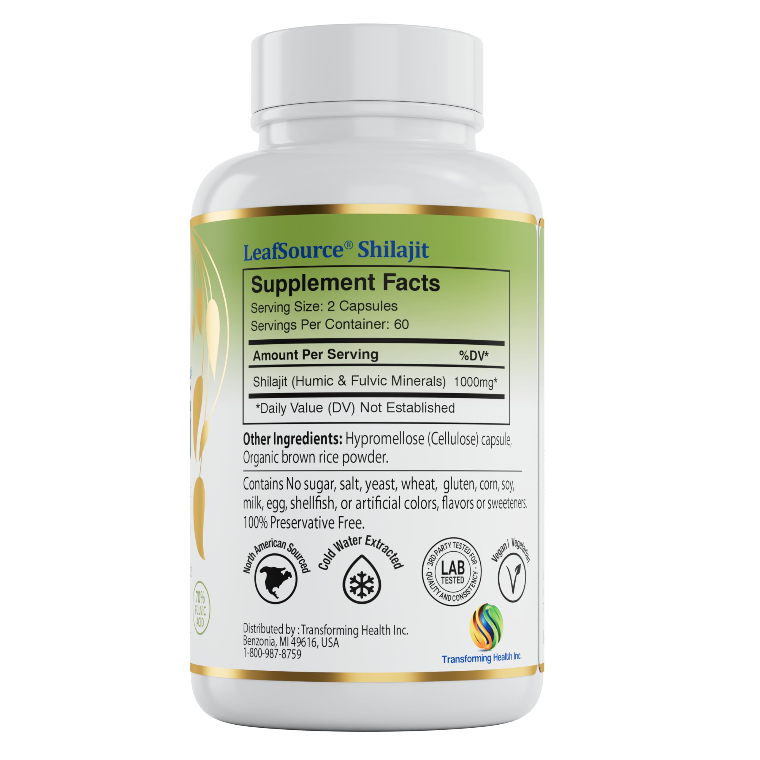 LEAFSOURCE Shilajit with Humic & Fulvic Acid (120 Capsules) with Trace Minerals, Electrolytes, Vitamins, Supports Energy, Gut & Joint Health, Absorb Nutrients