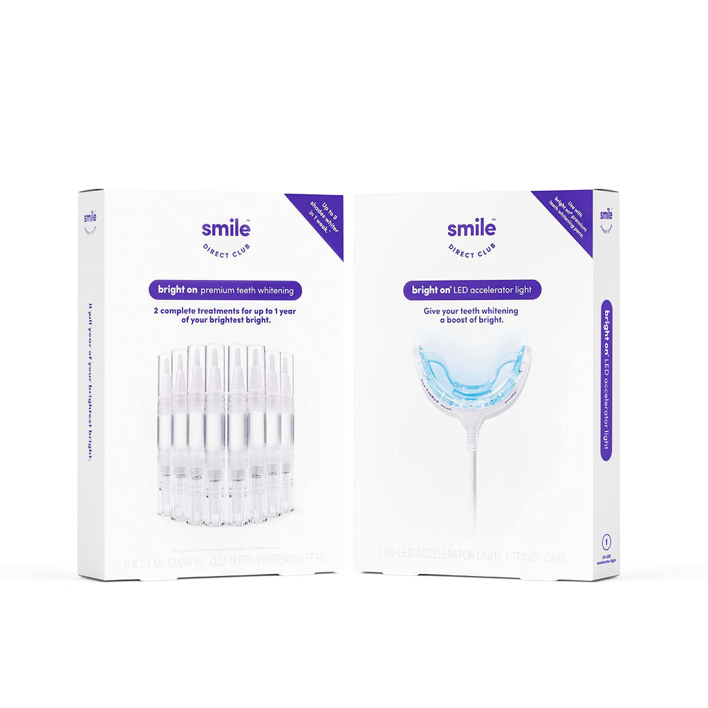 SmileDirectClub Teeth Whitening Kit with LED Light - 8 Pack Gel Pens - Professional Strength Hydrogen Peroxide