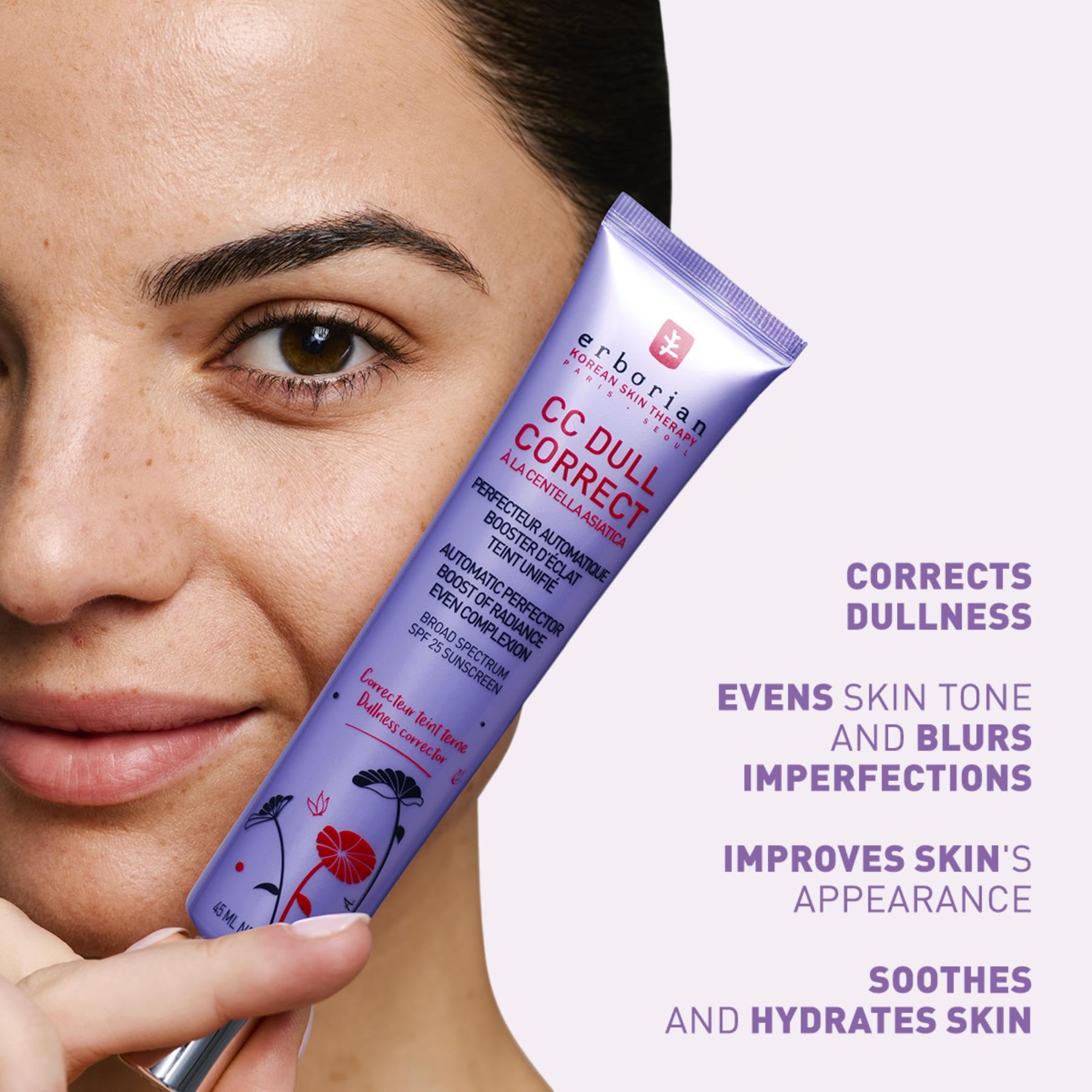 Erborian - CC Dull Correct - Automatic Complexion Perfecting Care - based on Centella Asiatica - Illuminating Radiance Booster, Unified Skin - Face Cream - Korean Product - 15ml