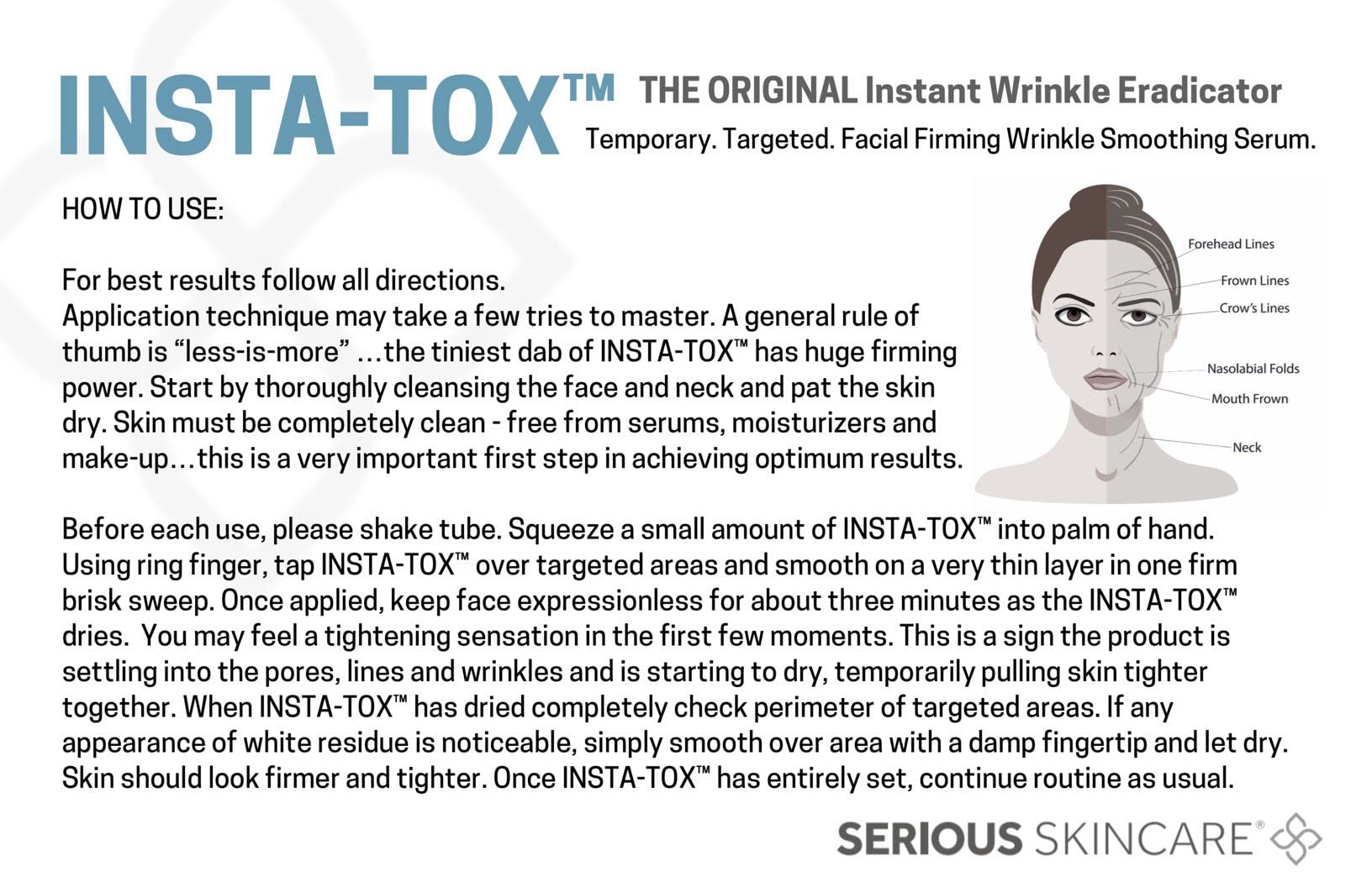 Serious Skincare INSTA-TOX Instant Wrinkle Smoothing Serum - Temporary Face Tightener, Facial Filler for Deep Wrinkles, Fine Lines, Pores - Sodium Hyaluronate + Retinyl Palmitate - 0.75 Oz (2 Pack)