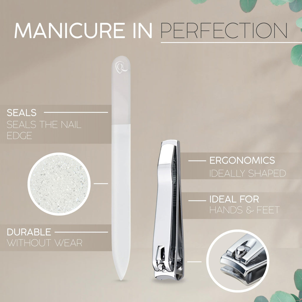 Manicure Set Women and Men – 12-Piece Professional Grooming Kit with Premium Tools, Genuine Leather Case, and Exclusive Glass Nail File for Hand & Foot Care, German Quality