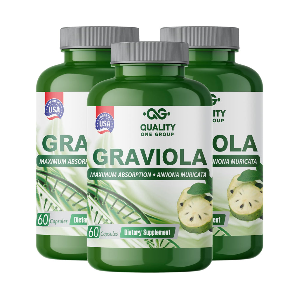 QUALITY ONE GRAVIOLA MAX - Pure Graviola Extract Supplement - Soursop (Annona muricata) -Immune System Booster & Antioxidants in Each Capsule of Pure Graviola (3 Units)