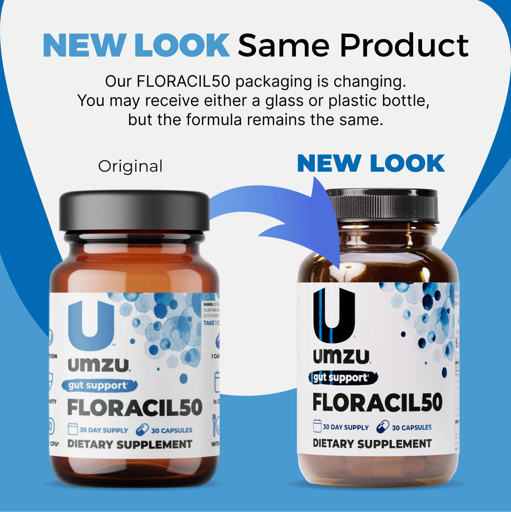 UMZU Floracil50 Probiotic Supplement 30 Day Supply – 50 Billion CFU with Lactobacillus Acidophilus Rhamnosus and Plantarum – Supports Gut Health Digestion Immunity and Microbiome Balance