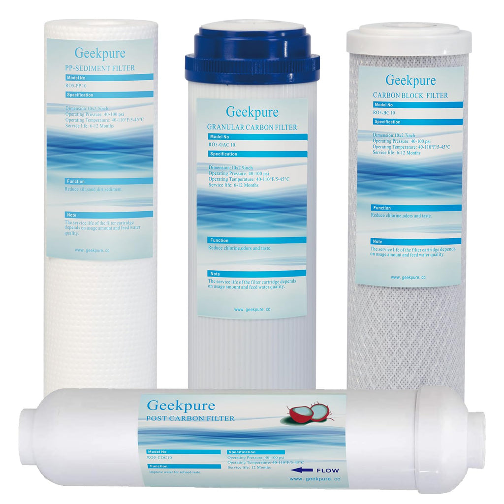 Geekpure 10 Inch Reverse Osmosis RO Replacement Filters Kit, 2.5" x 10"