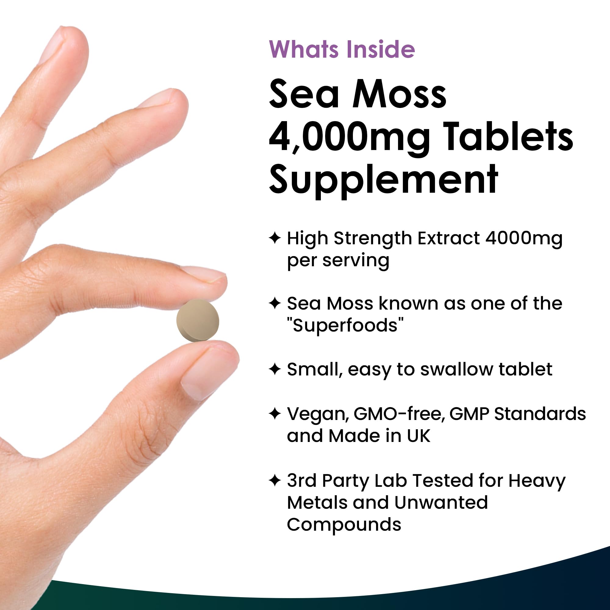 New Leaf Products Sea Moss Tablets Extract High Strength 4000mg - Sea Moss Supplement 365 Tablets (not sea Moss Capsule) High Potency - UK Made - Vegan - Non GMO