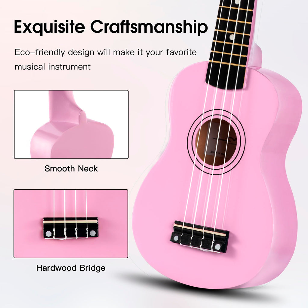 ADM Ukulele Beginner, Hawaiian Wood, Ukulele Kit, for Children, Adults, Students, Beginners, Ukalelee Professional Package, with Free Teaching Strap, Tuner