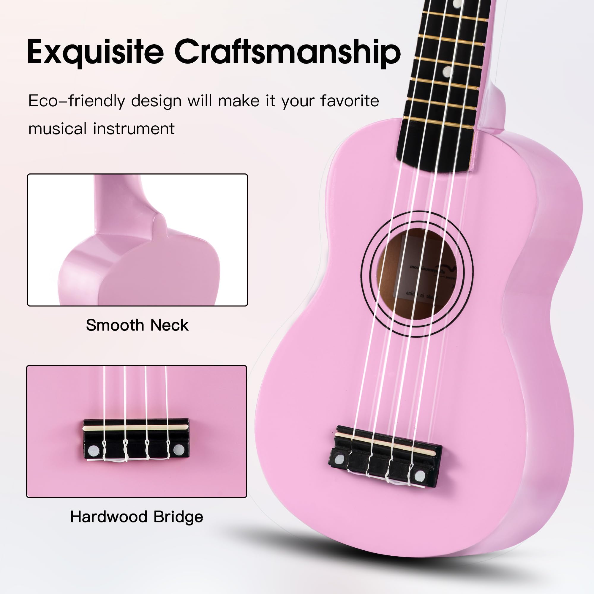 ADM Ukulele Beginner, Hawaiian Wood, Ukulele Kit, for Children, Adults, Students, Beginners, Ukalelee Professional Package, with Free Teaching Strap, Tuner